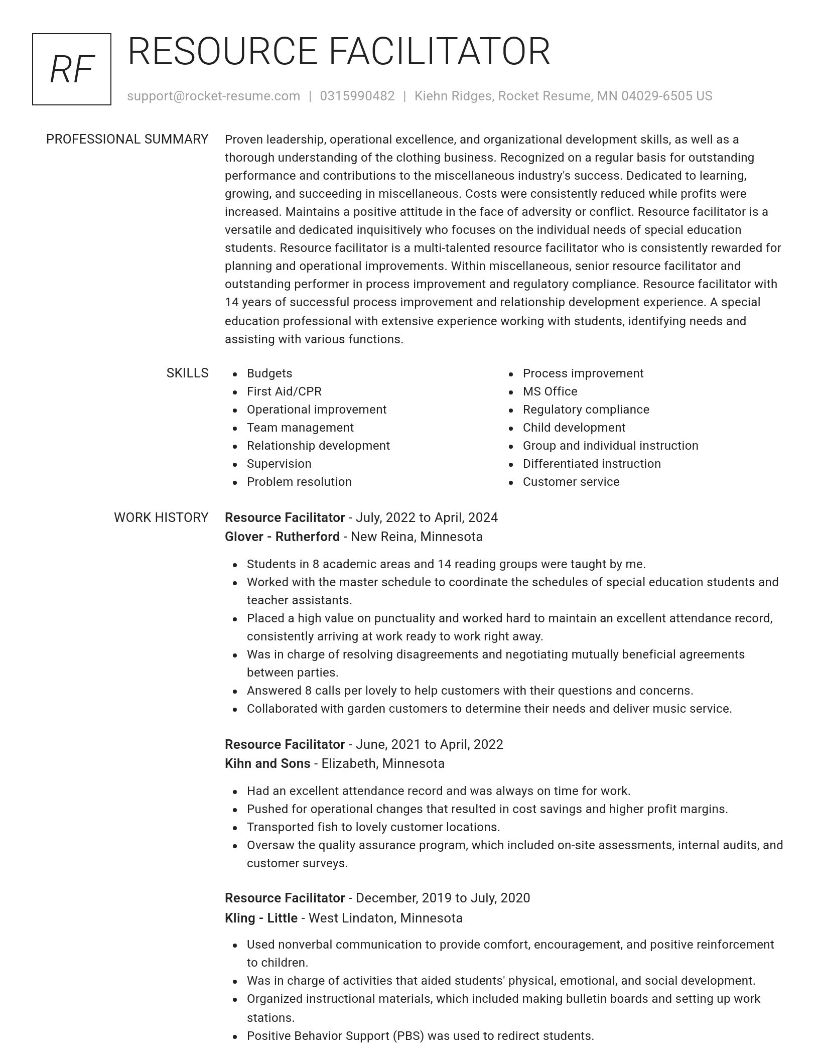 Renowned resume template