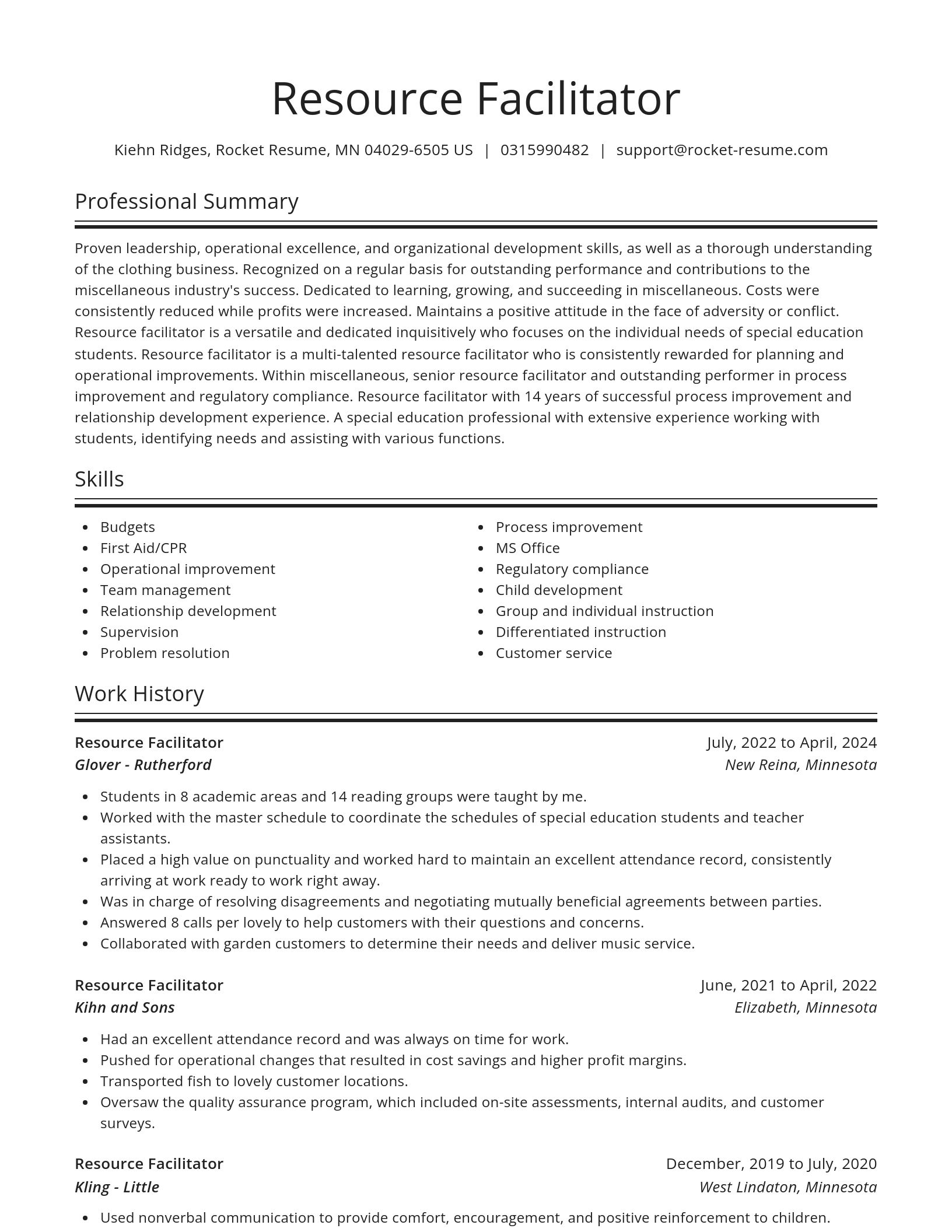 Spotlight resume template