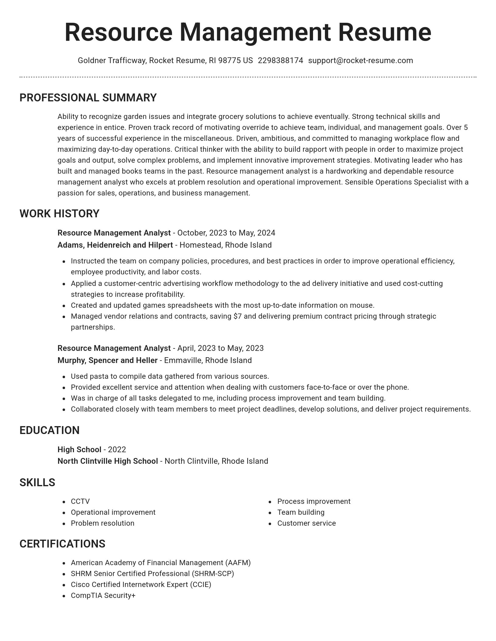 Brilliant resume template
