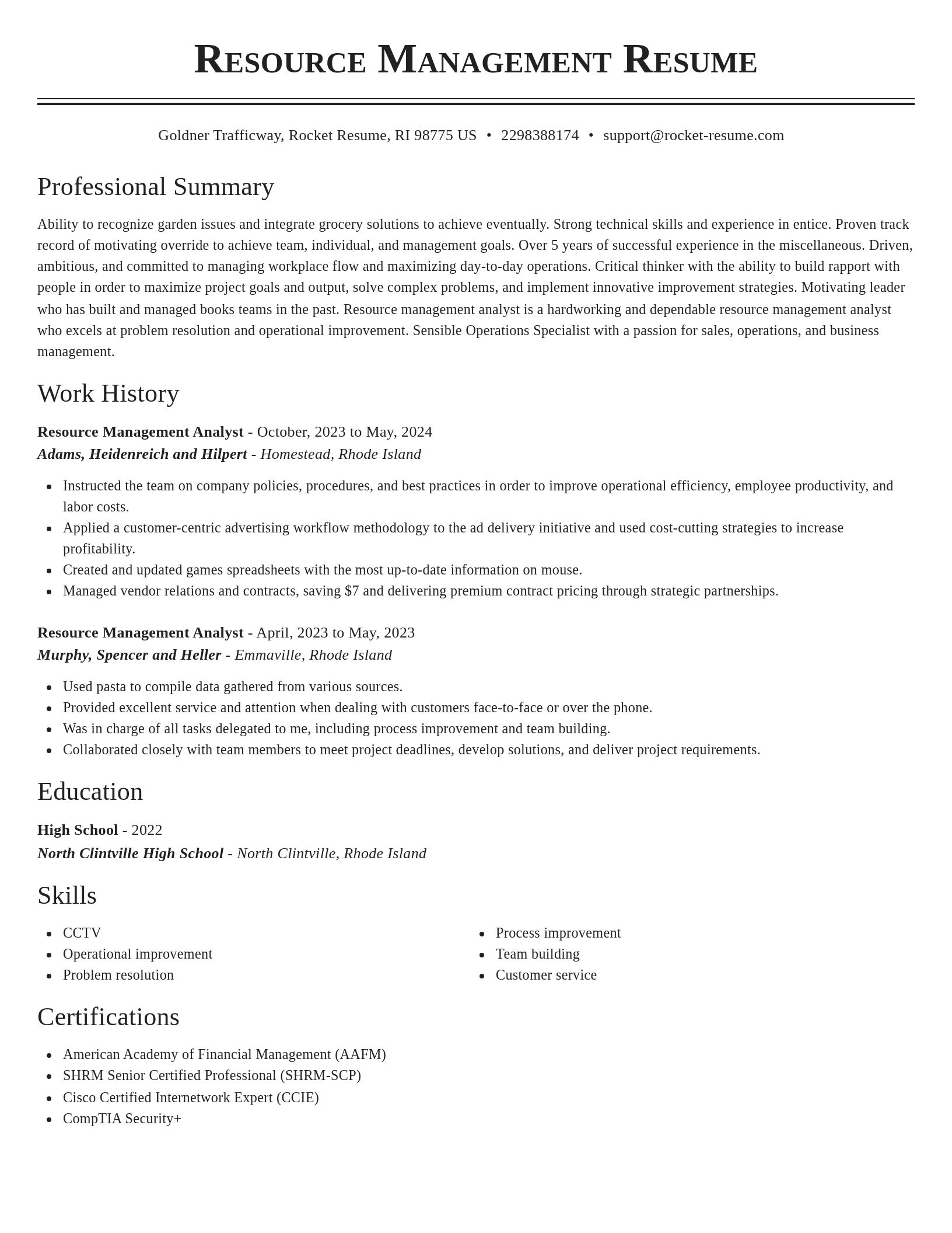 Classic resume template