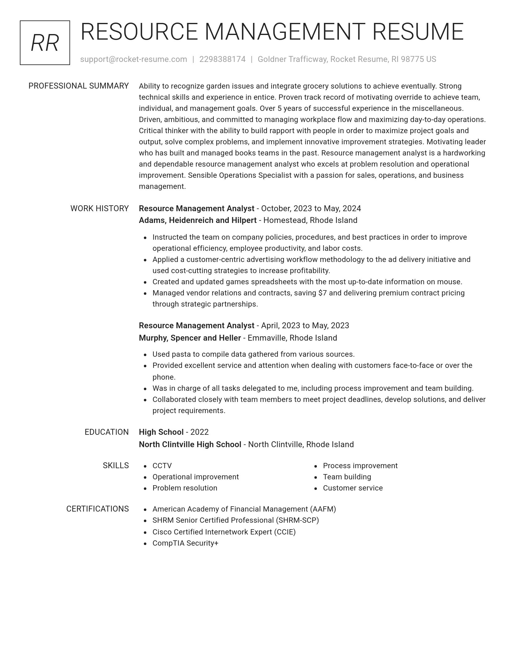 Renowned resume template