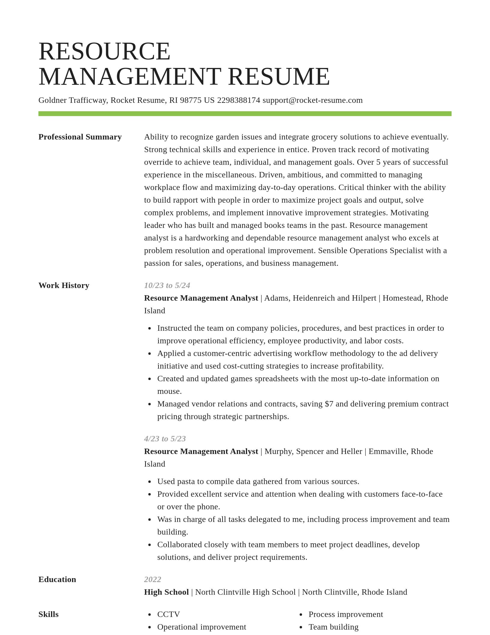 Smart resume template