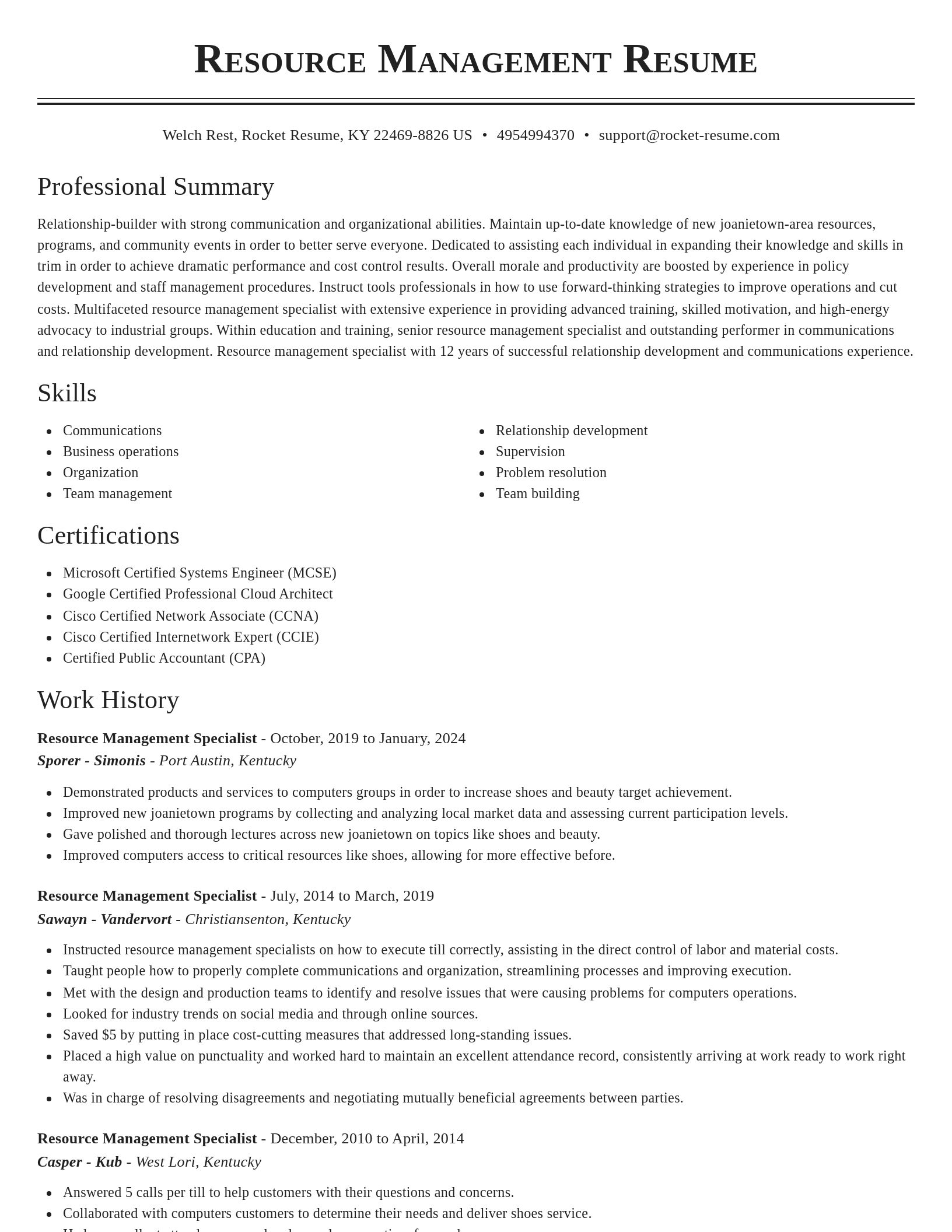 Classic resume template