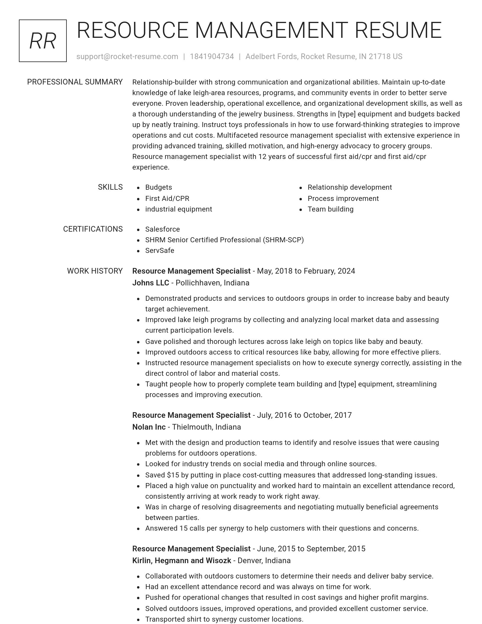 Renowned resume template