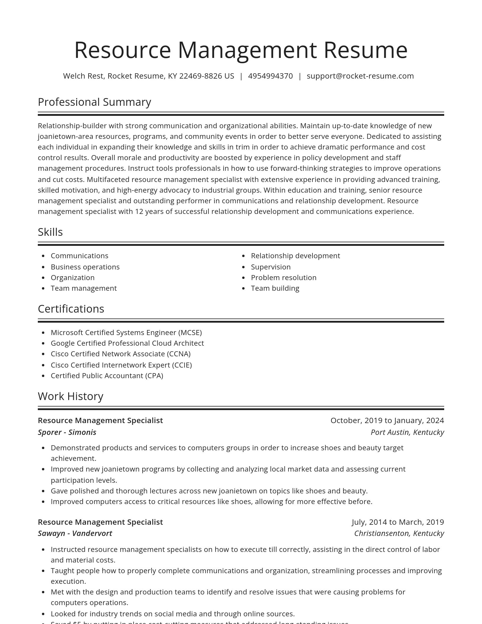 Spotlight resume template