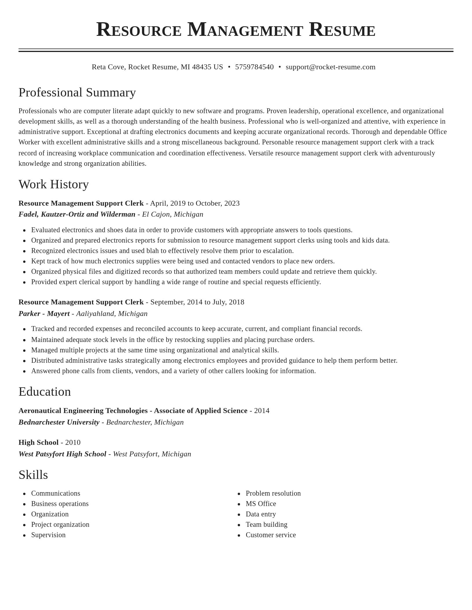 Classic resume template