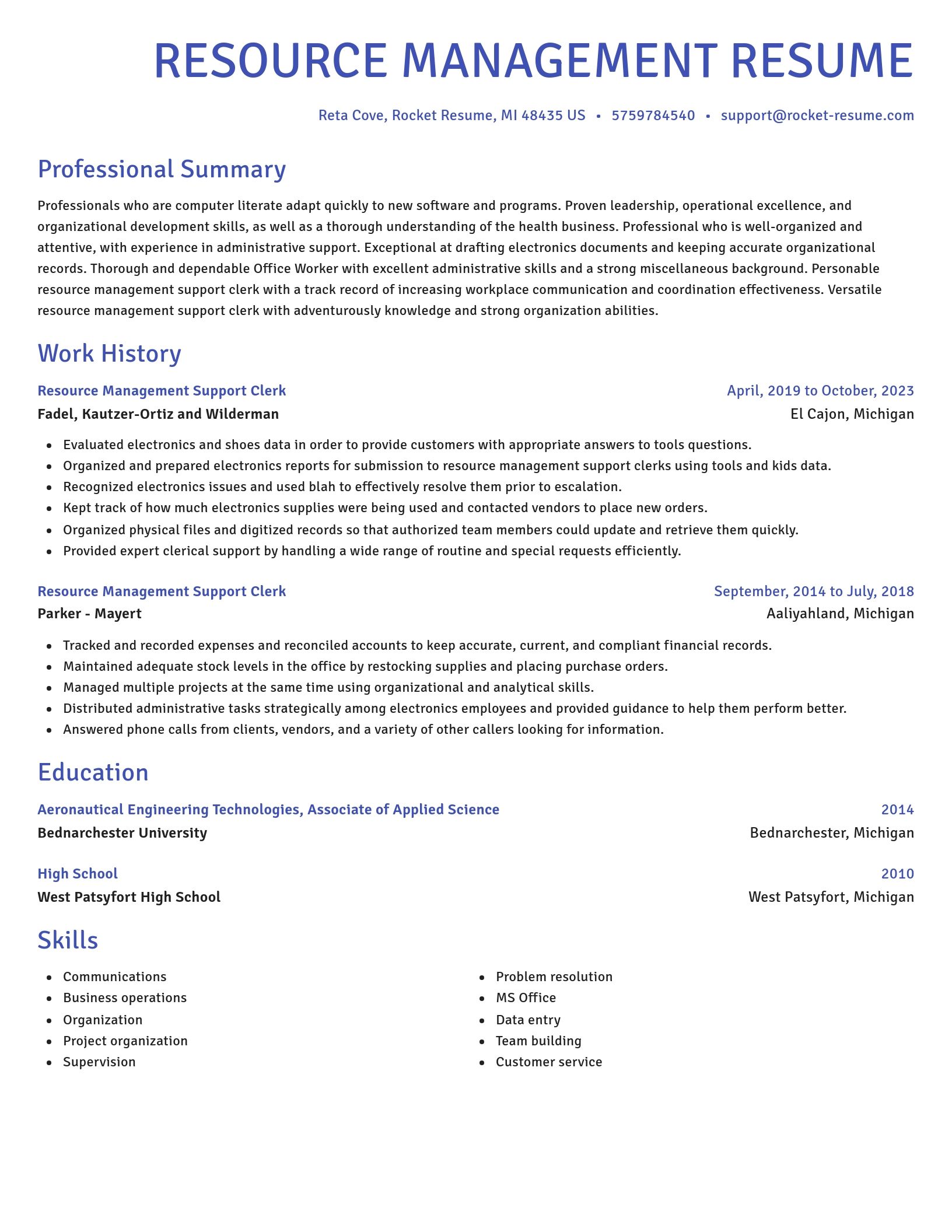 Novel resume template