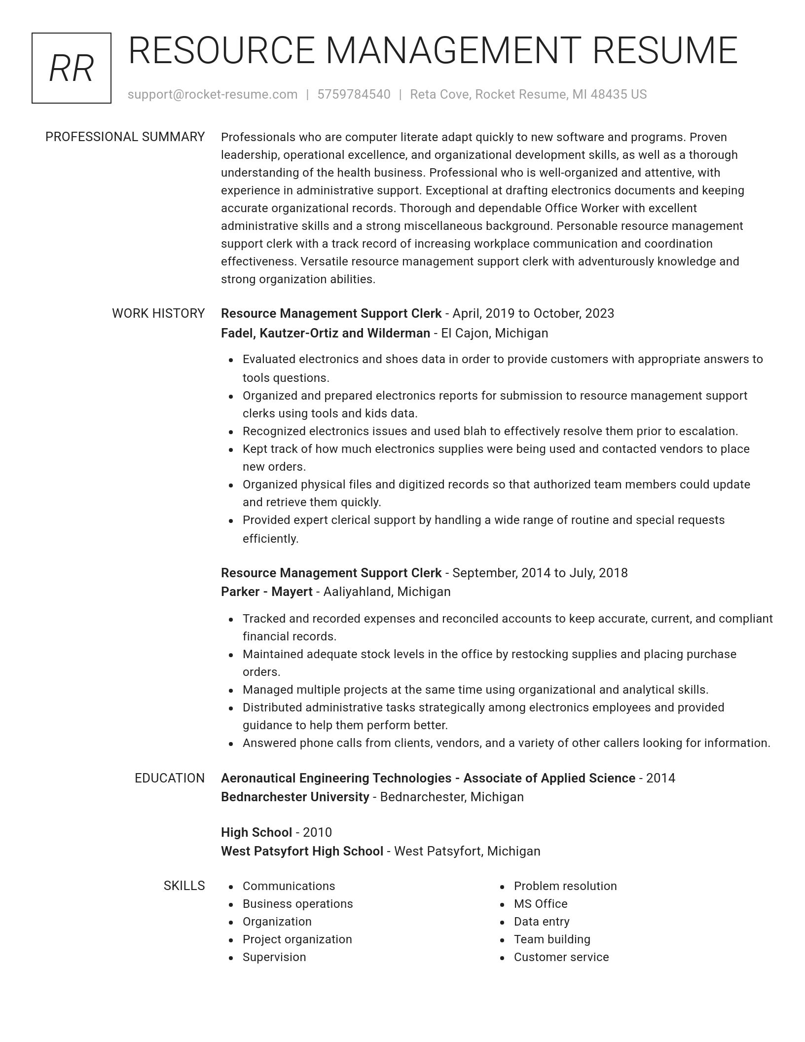 Renowned resume template