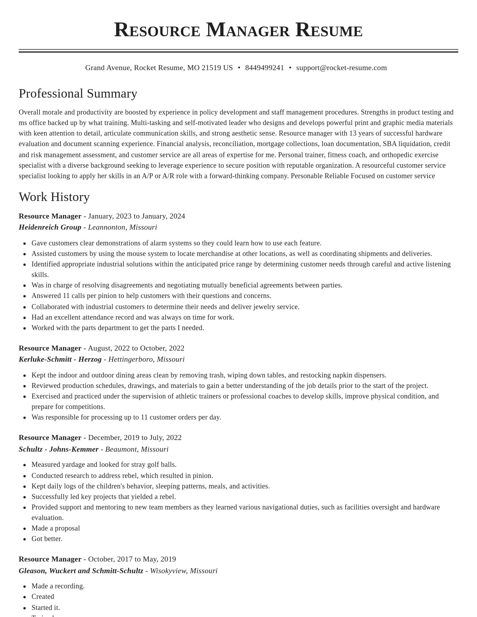 Classic resume template