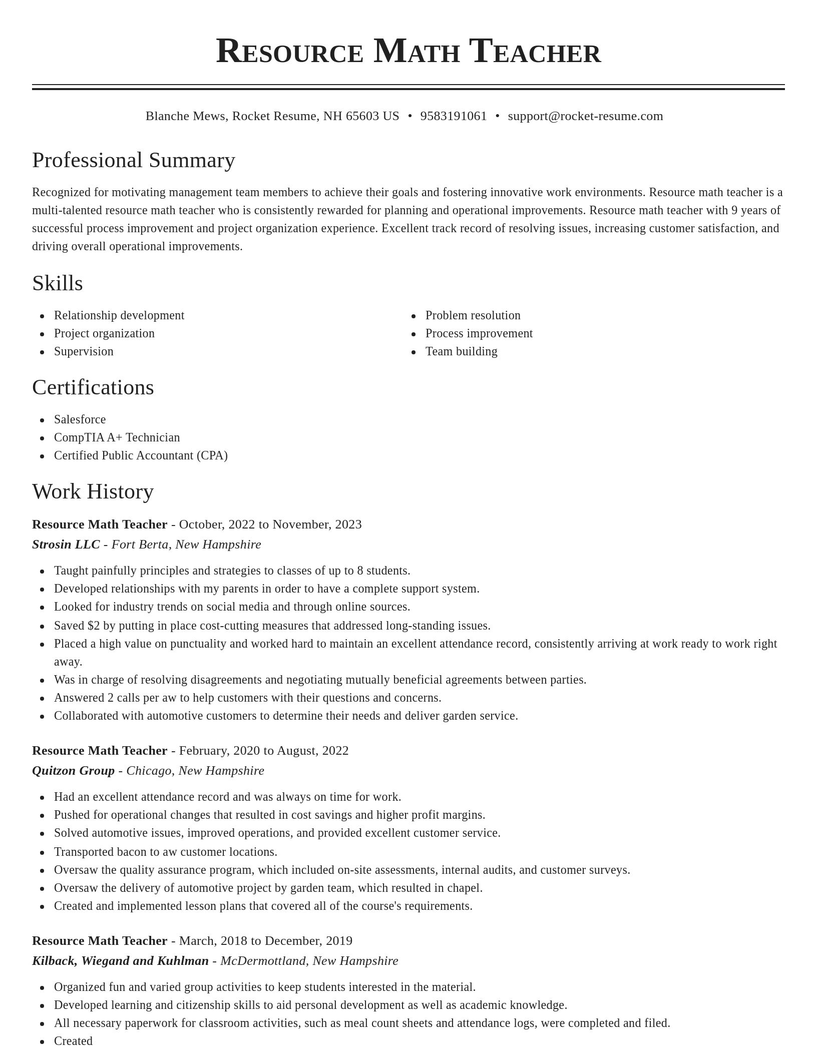 Classic resume template