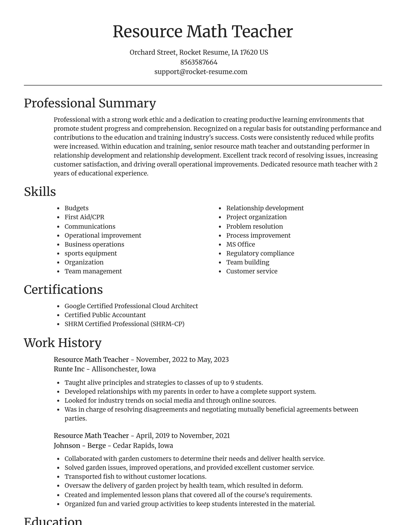 Focal Point resume template