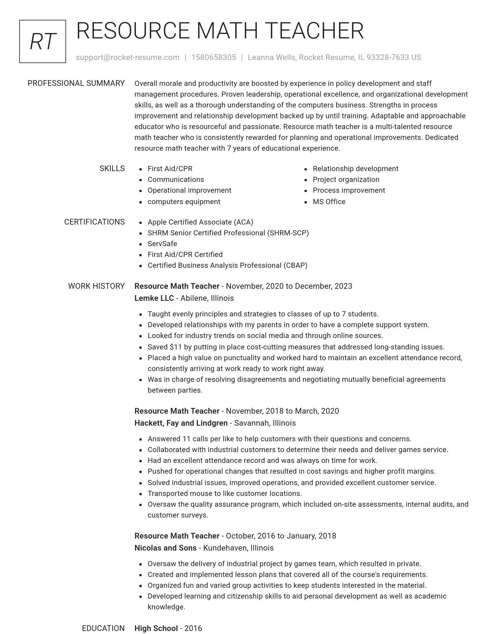Renowned resume template