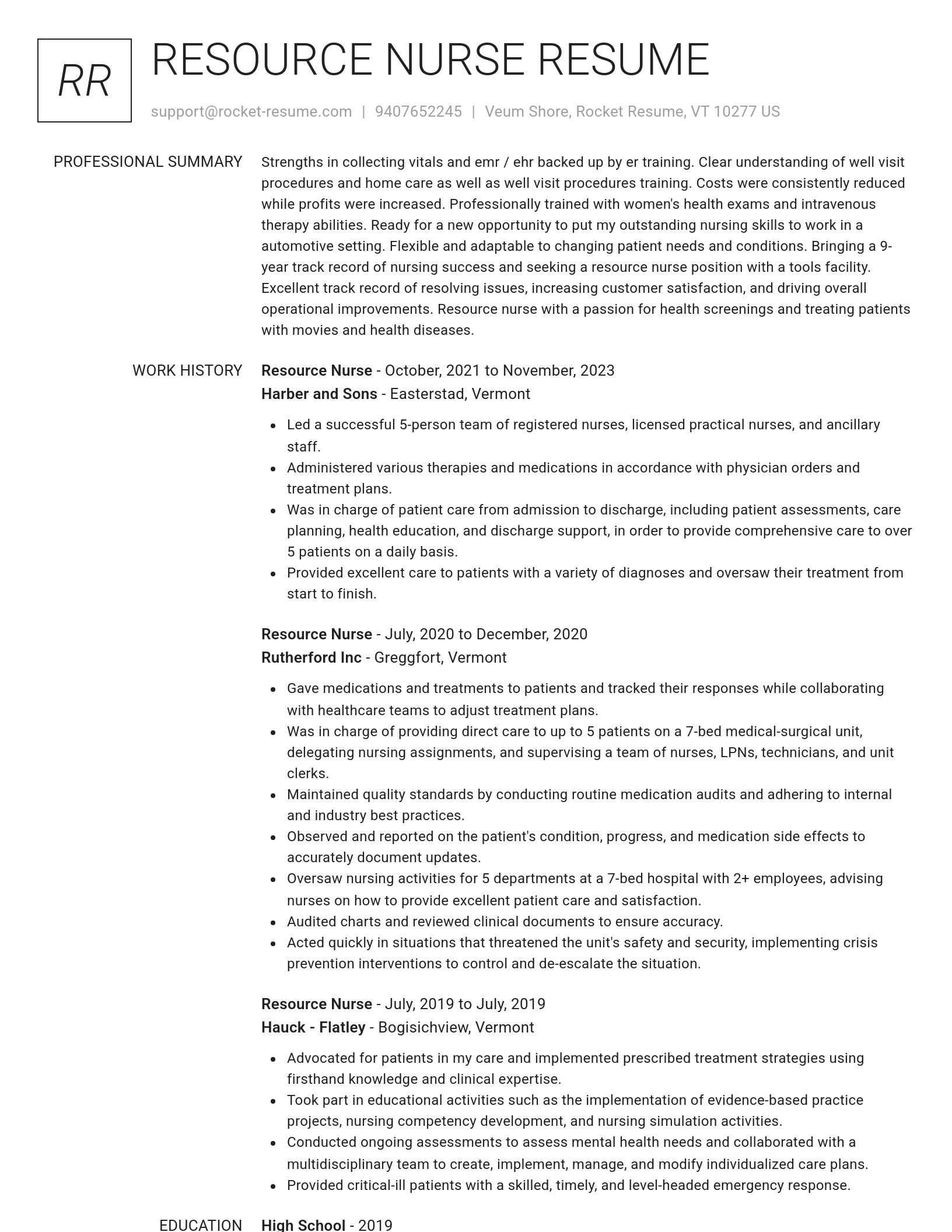 Renowned resume template