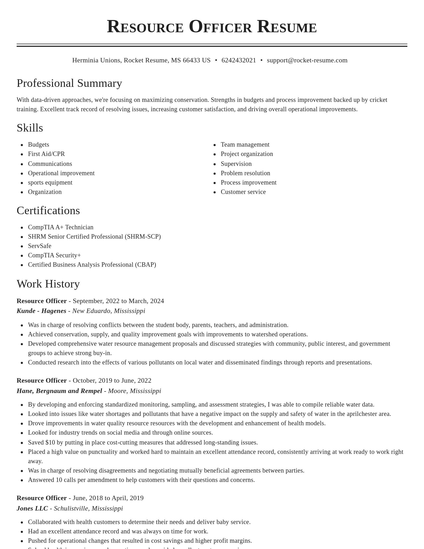 Classic resume template