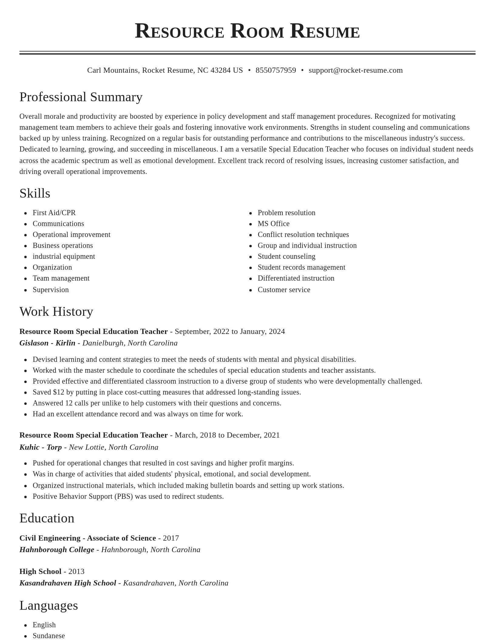 Classic resume template