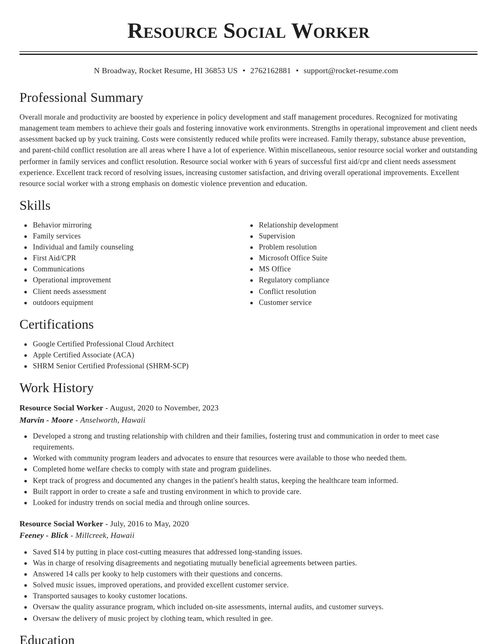 Classic resume template