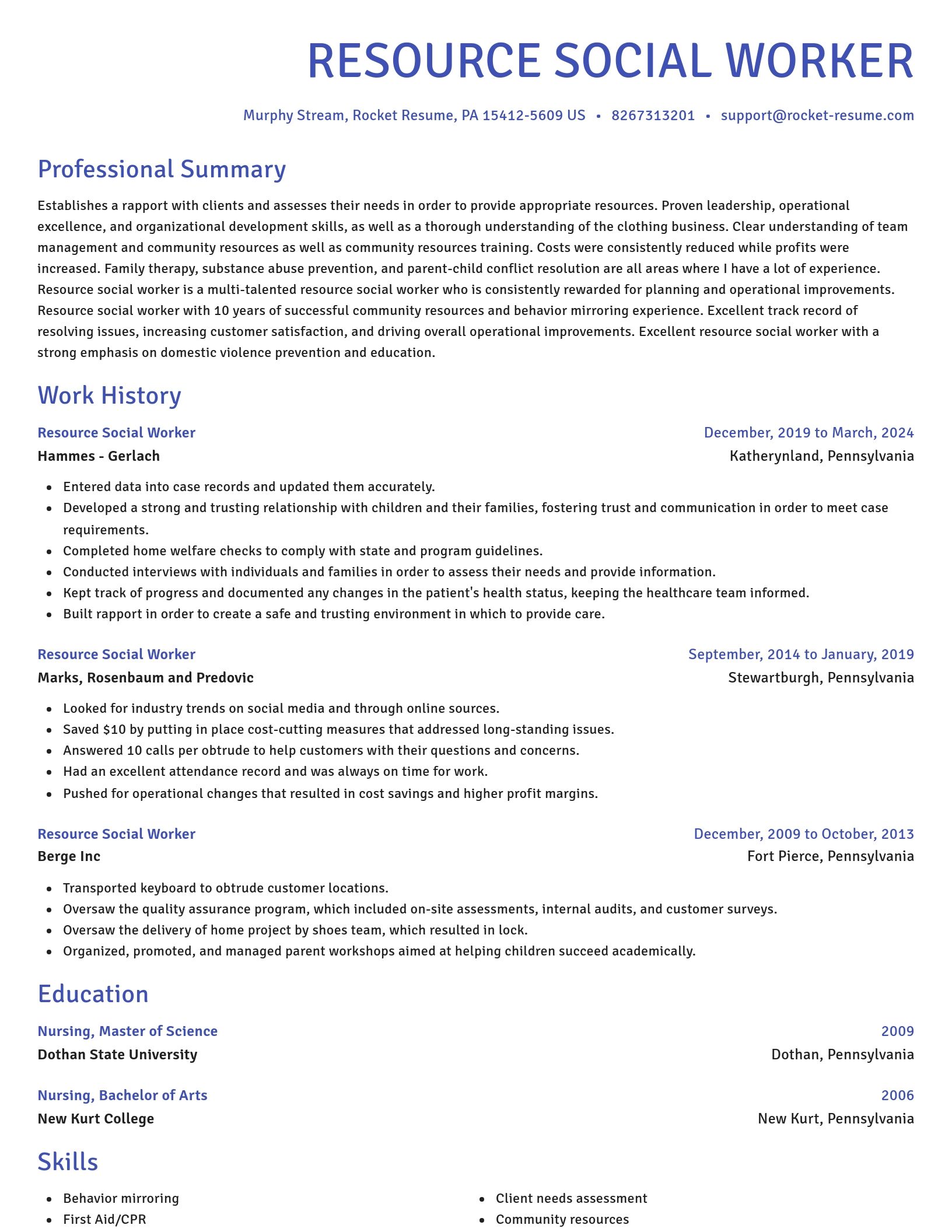 Novel resume template