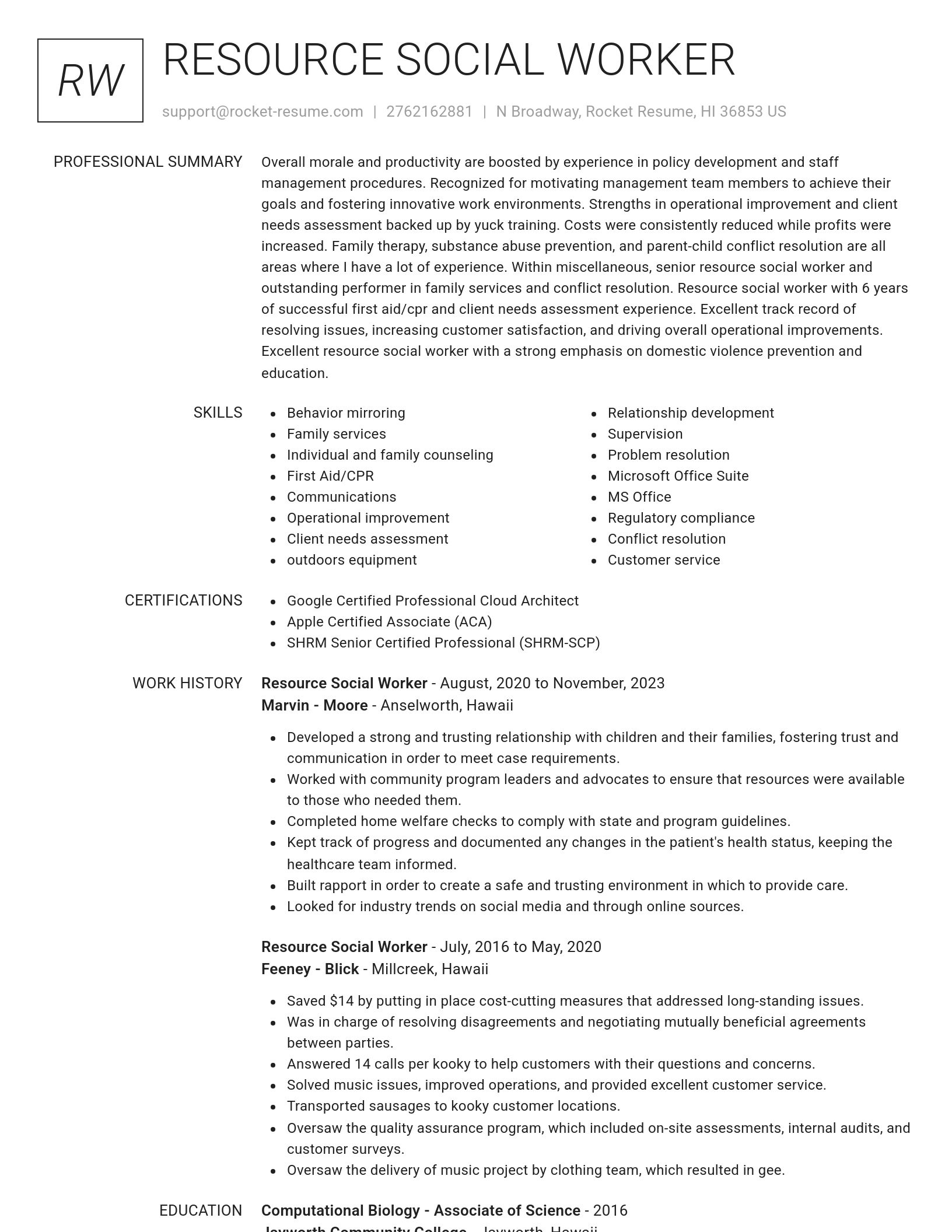 Renowned resume template
