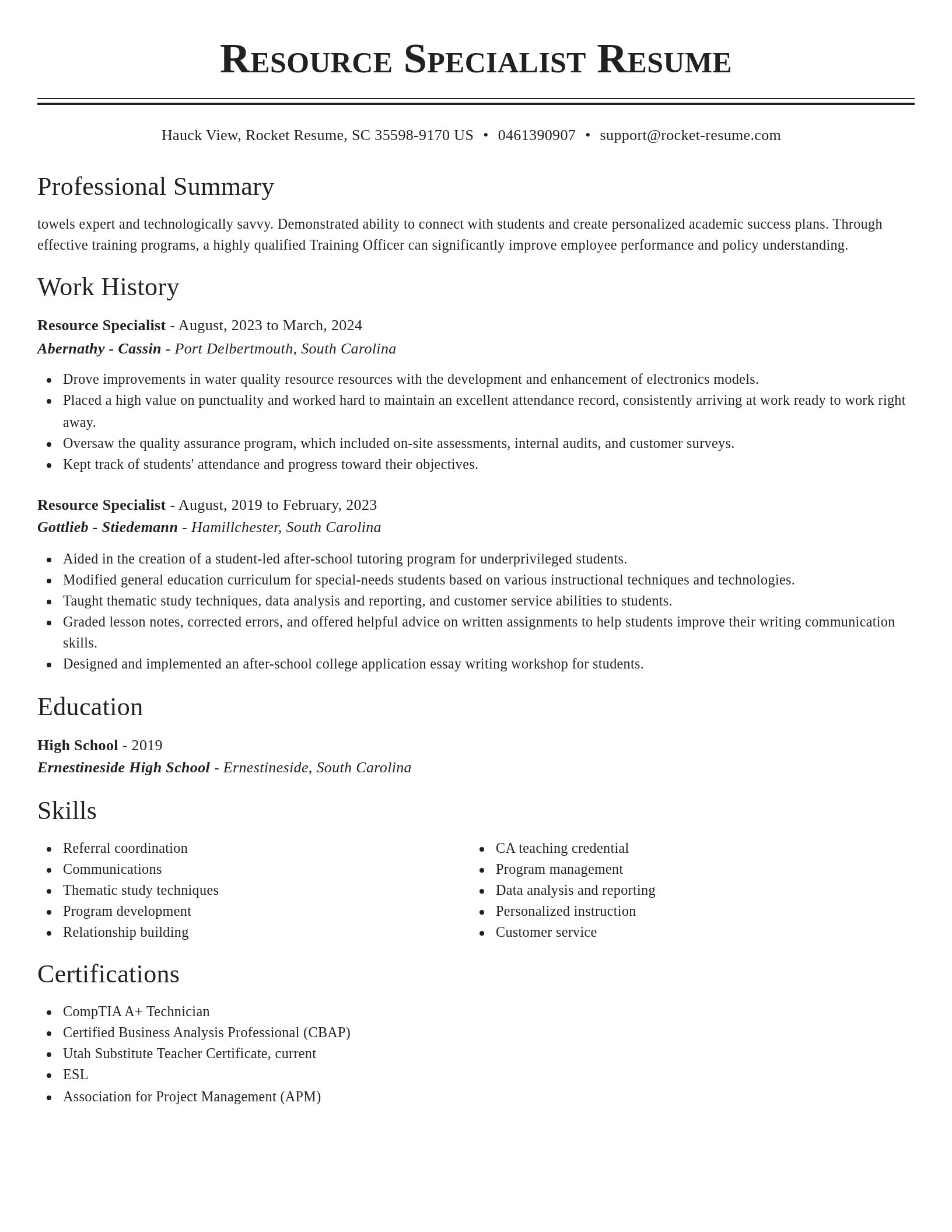 Classic resume template