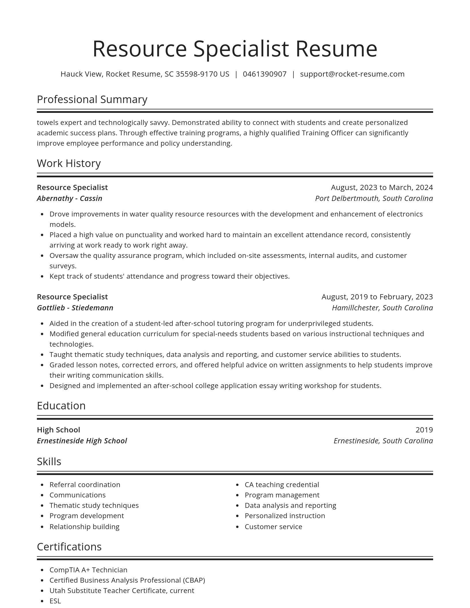 Spotlight resume template