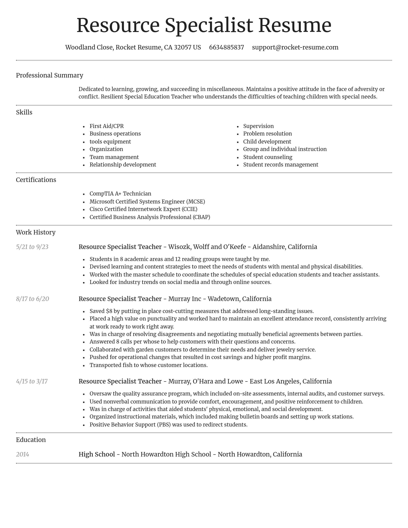 Dignified resume template