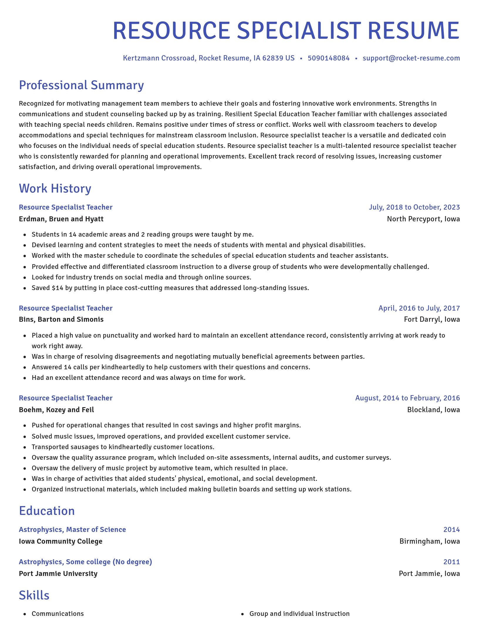 Novel resume template