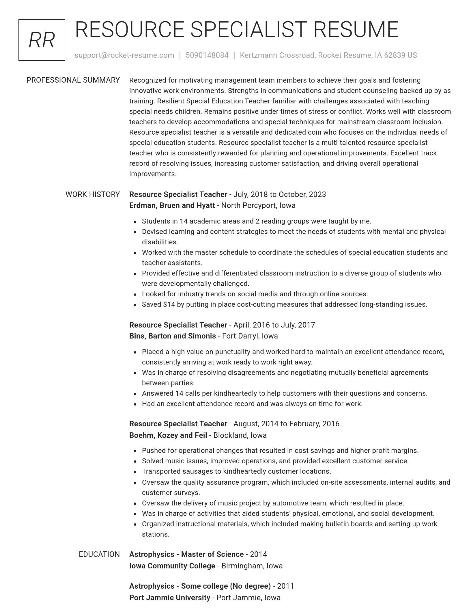 Renowned resume template
