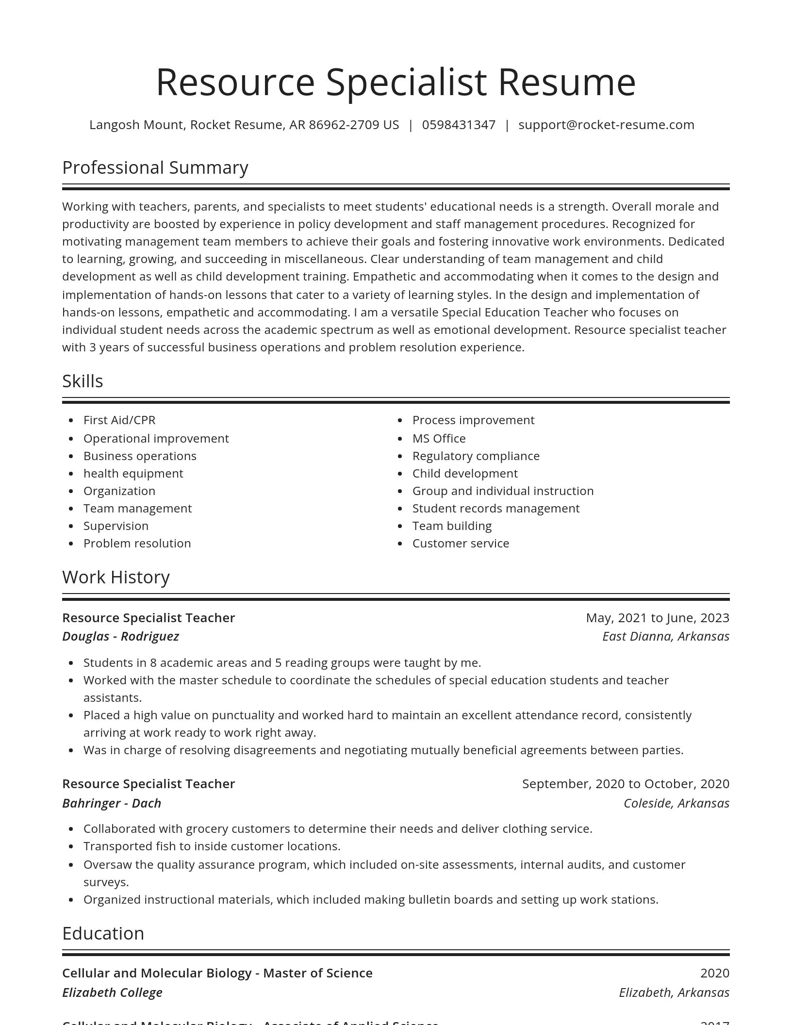 Spotlight resume template
