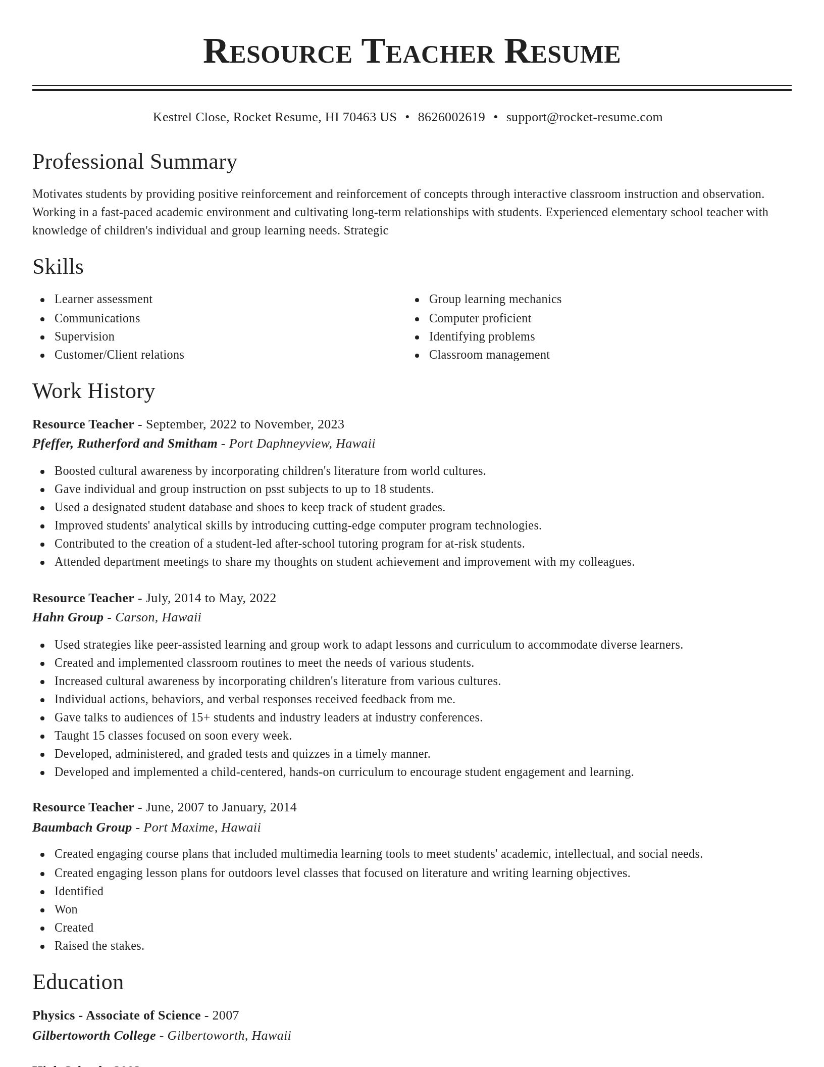 Classic resume template