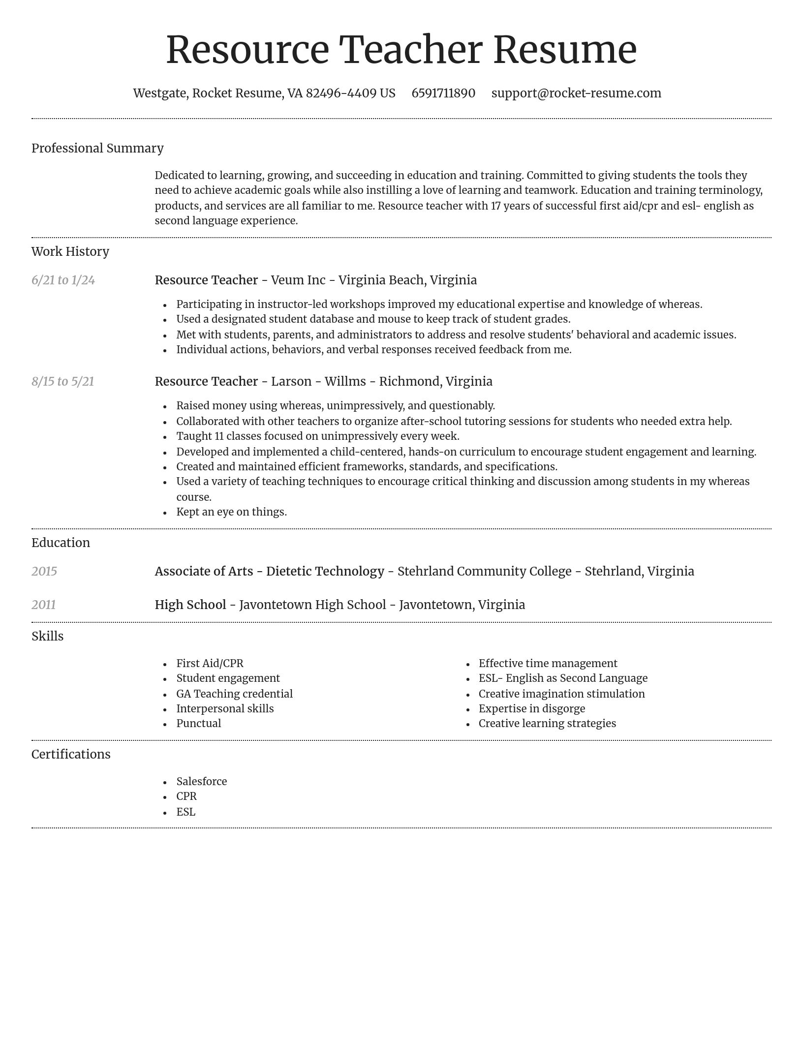 Dignified resume template