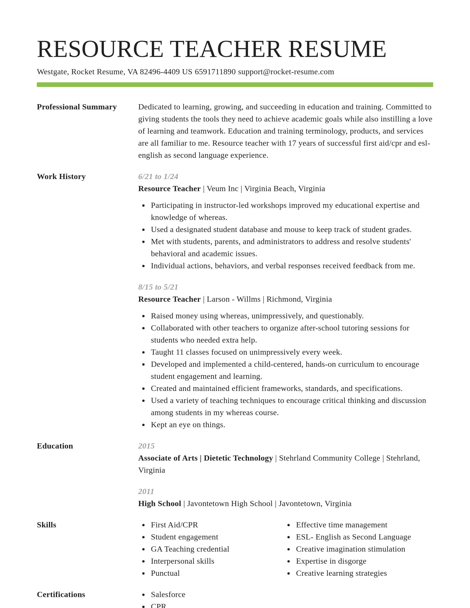 Smart resume template