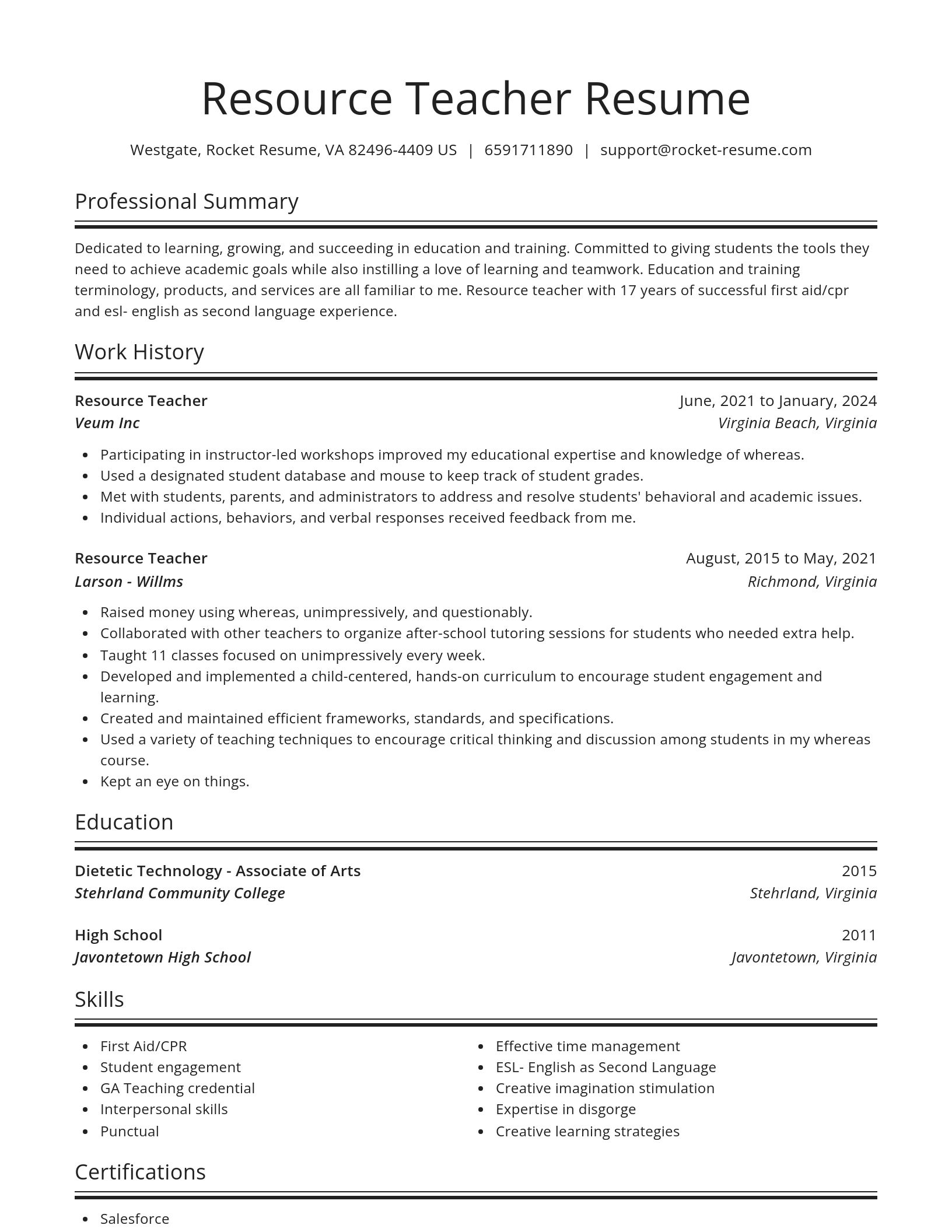 Spotlight resume template