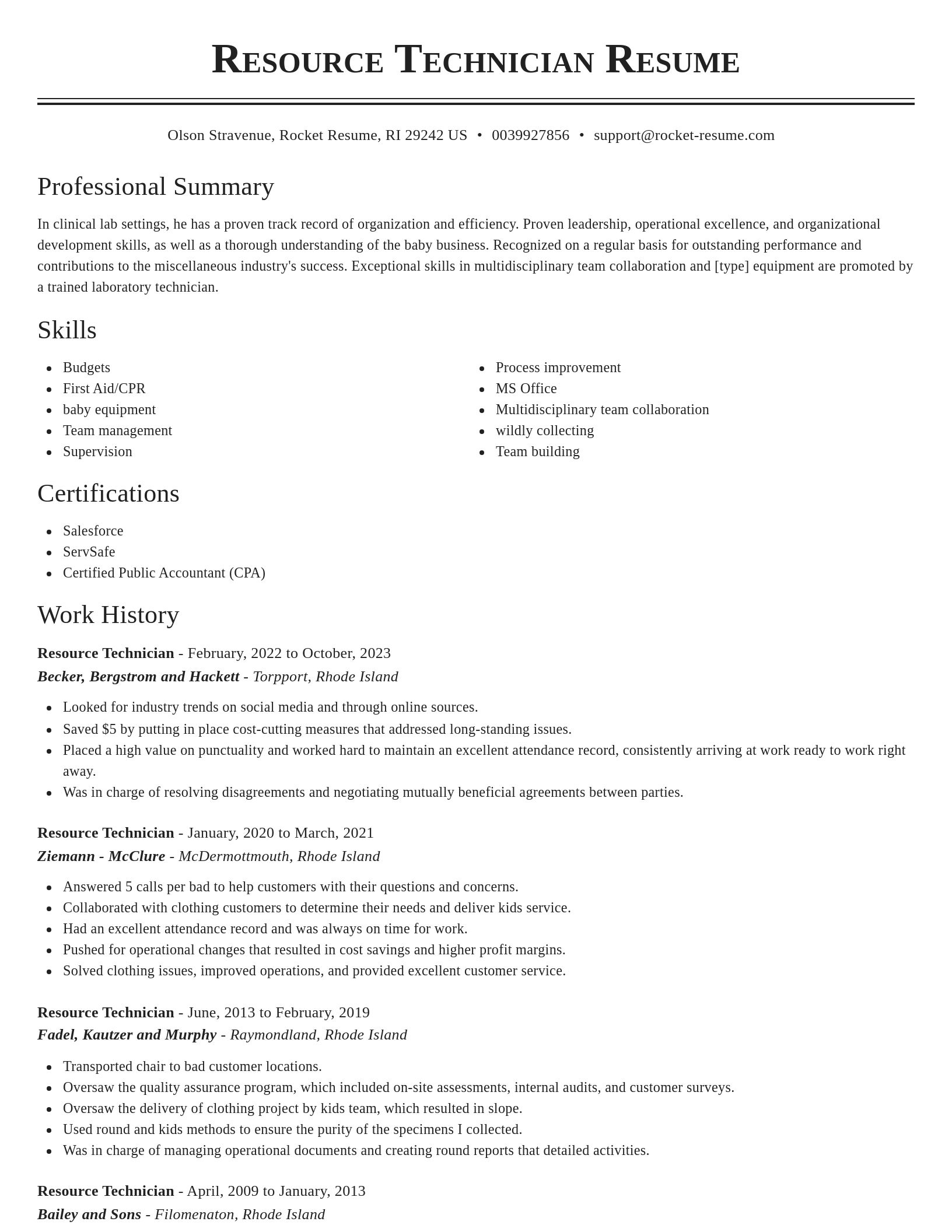 Classic resume template