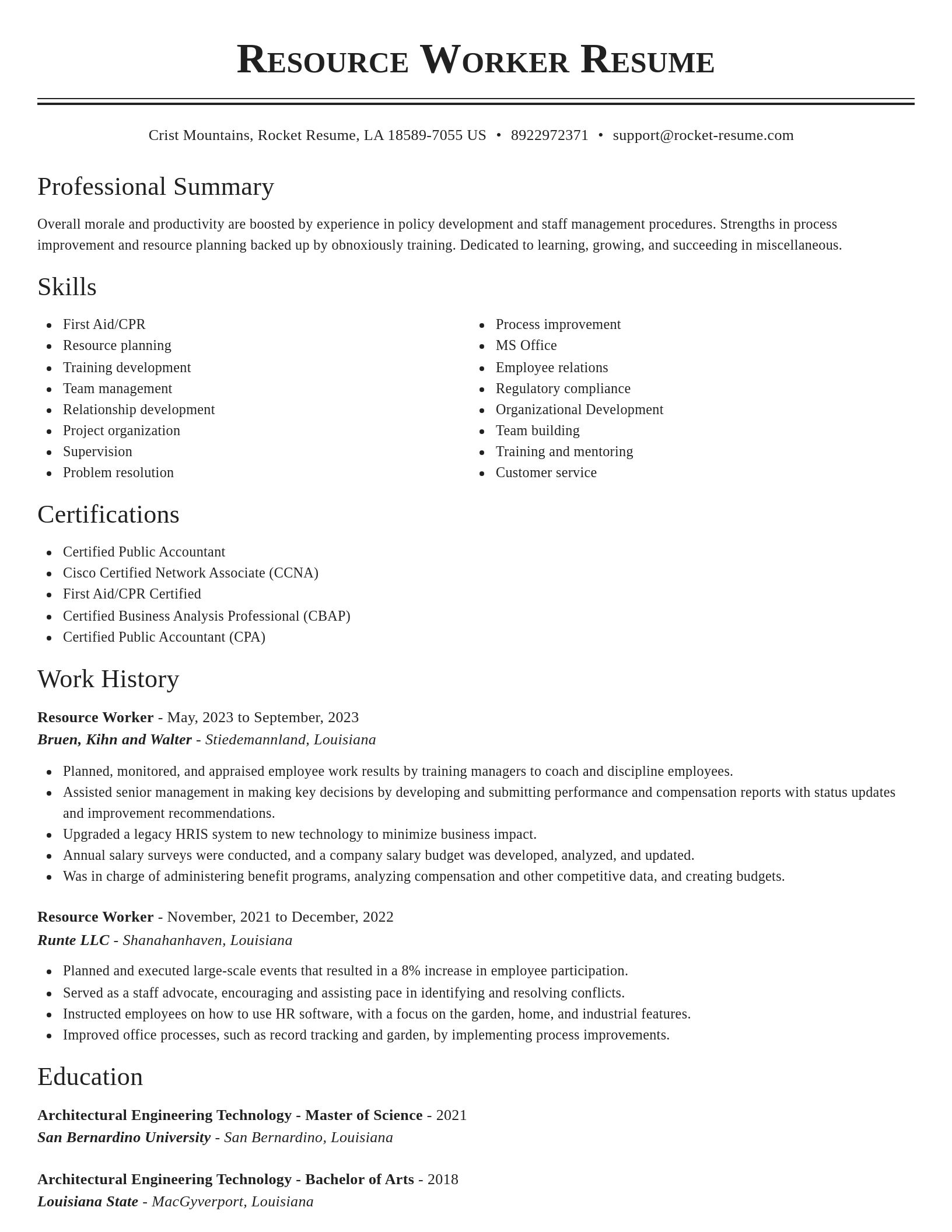 Classic resume template