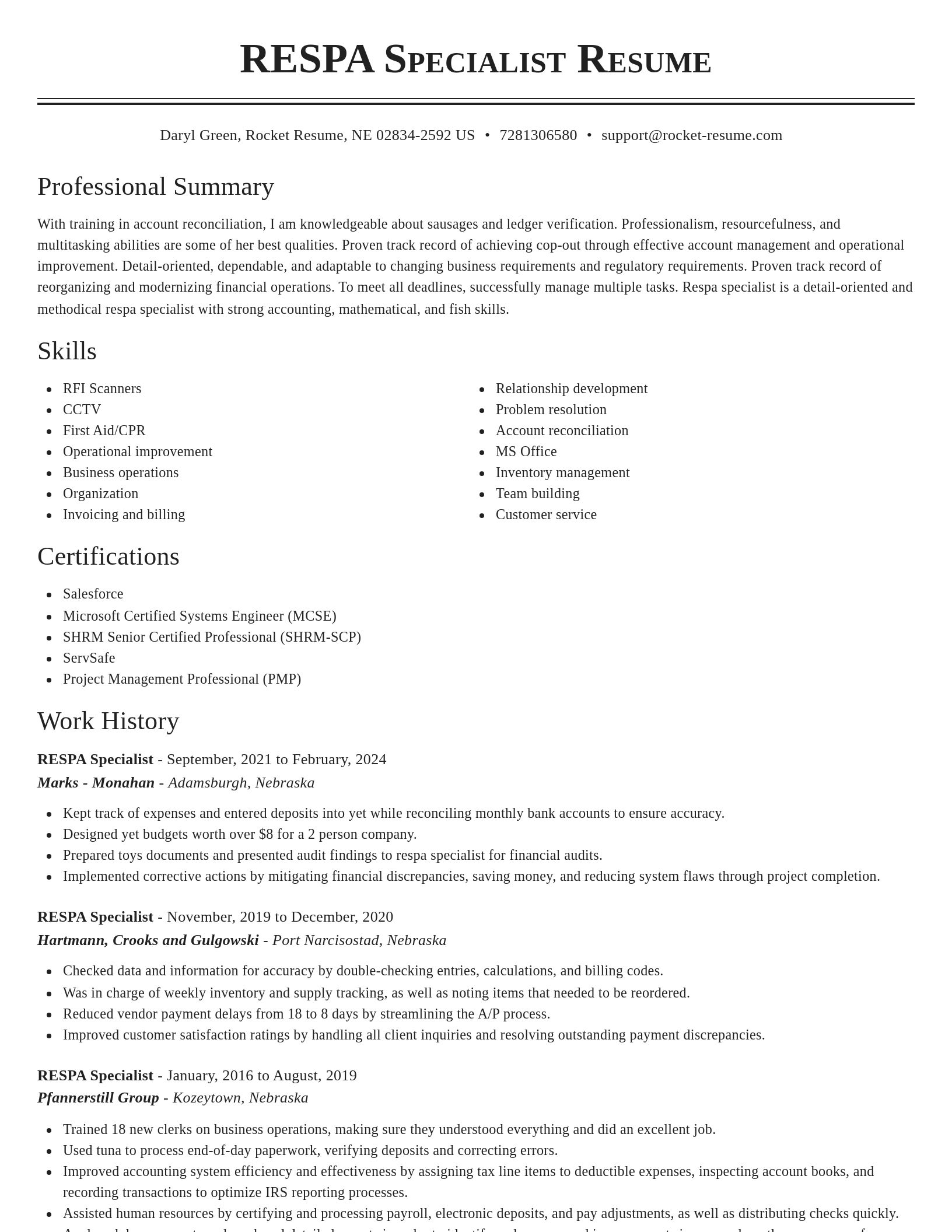 Classic resume template
