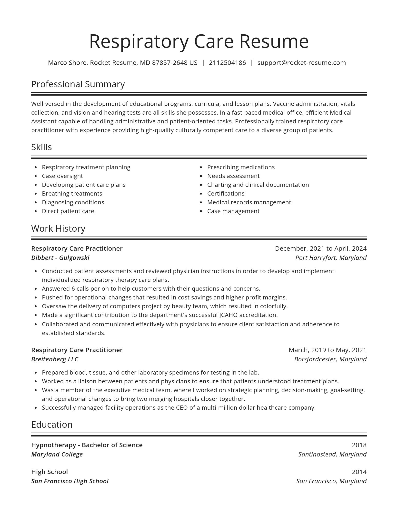 Spotlight resume template
