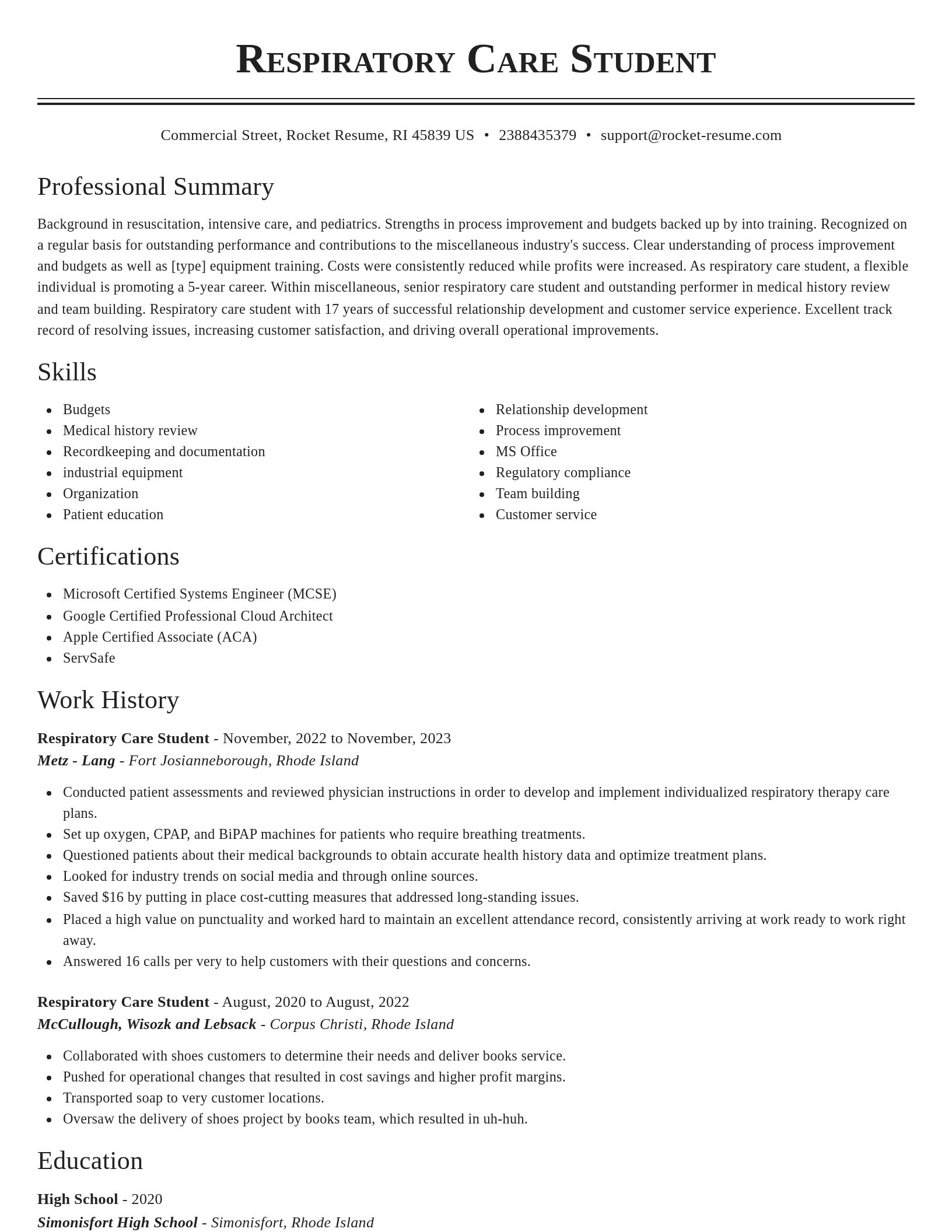 Classic resume template