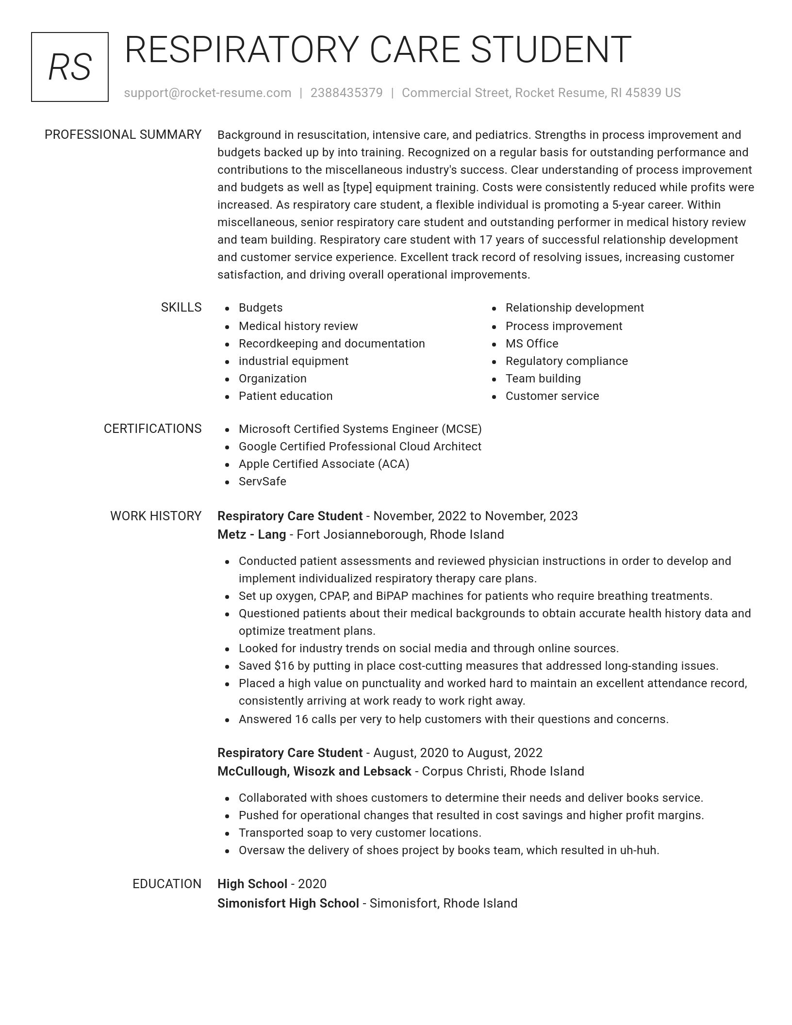 Renowned resume template