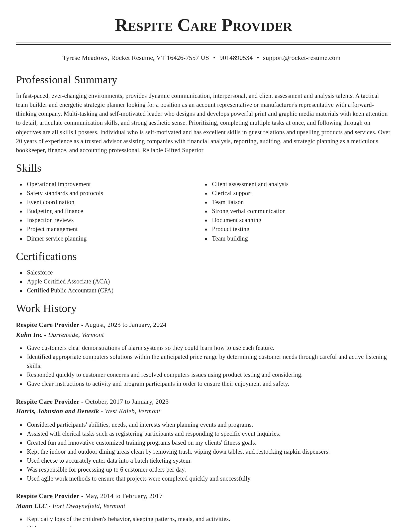 Classic resume template
