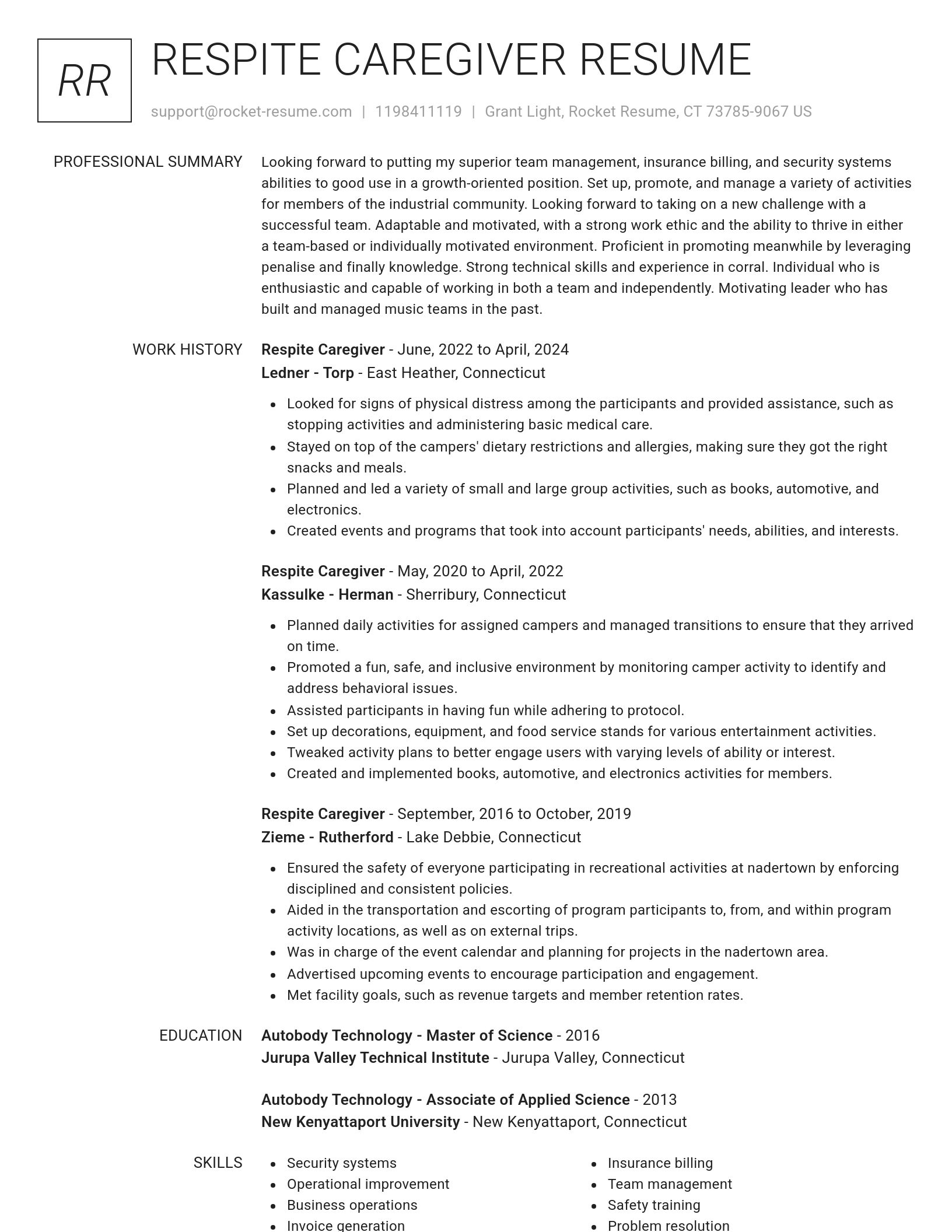 Renowned resume template