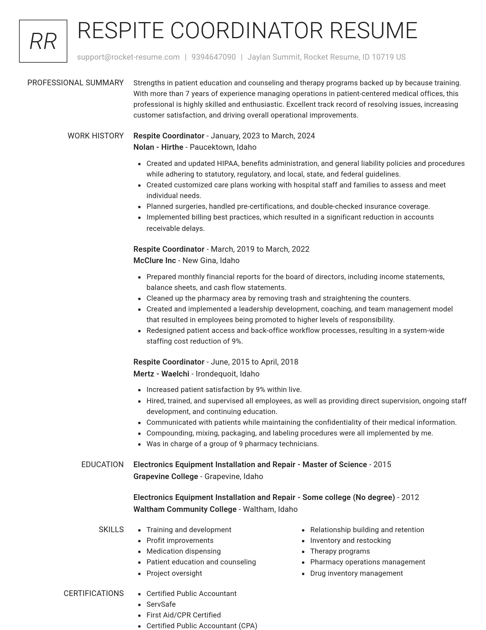 Renowned resume template