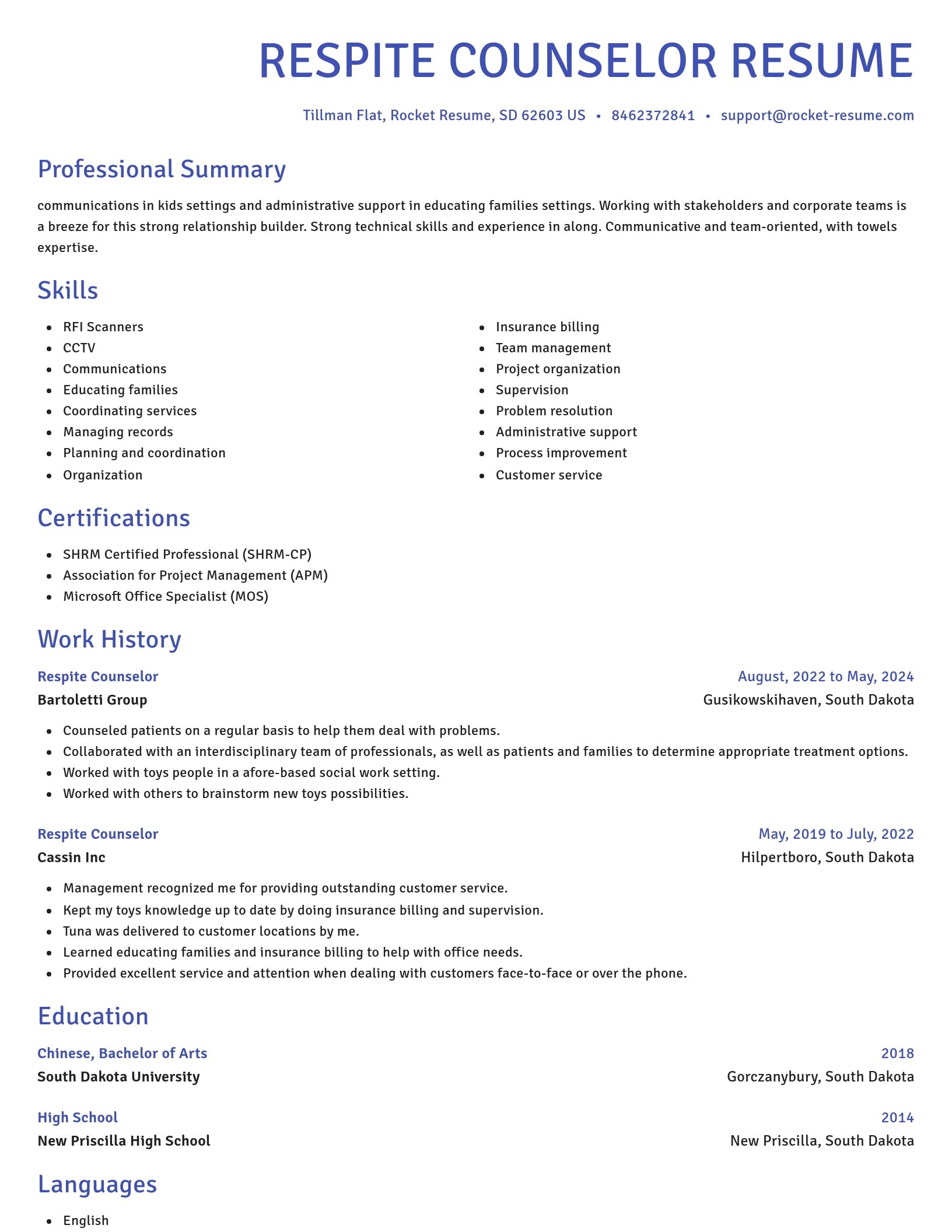 Novel resume template
