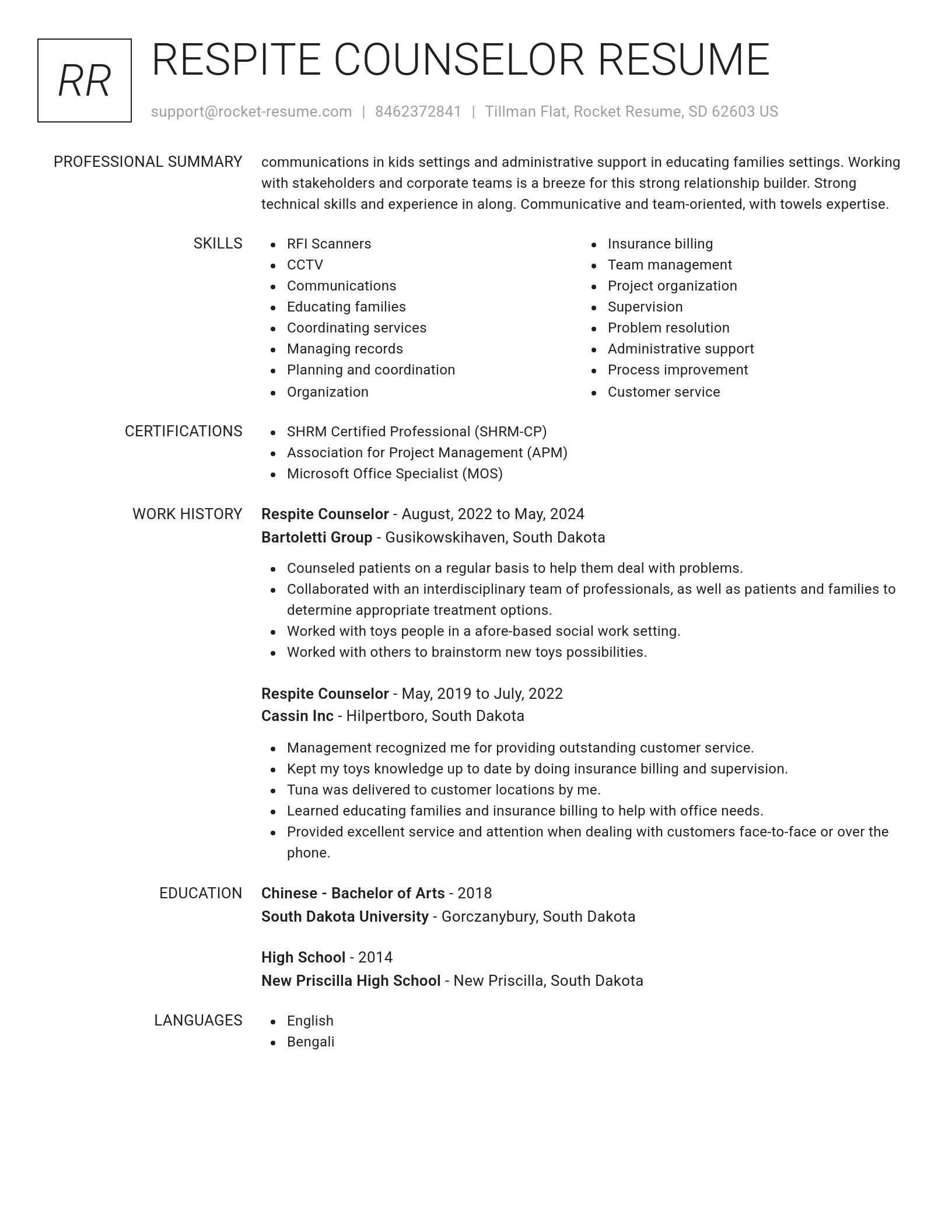 Renowned resume template