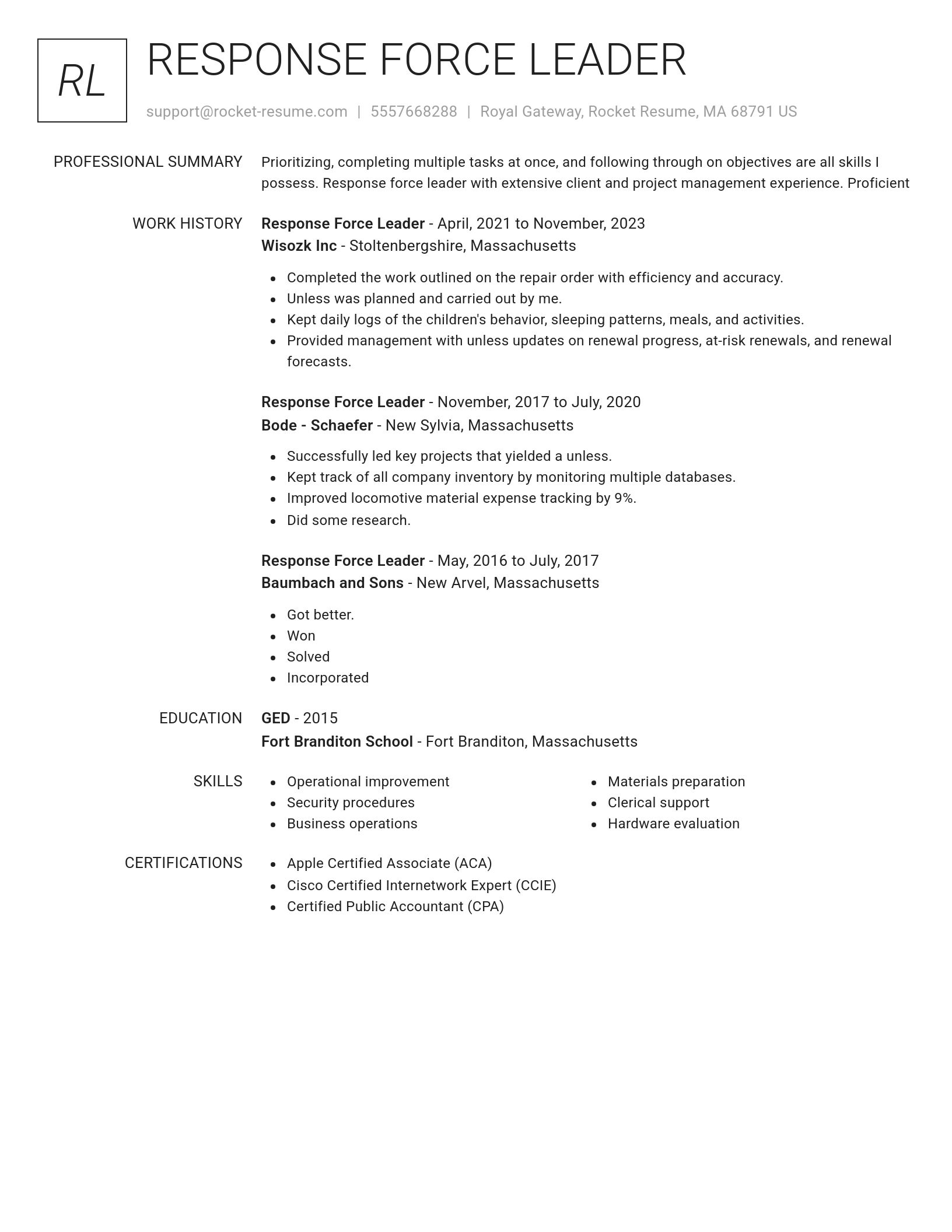 Renowned resume template