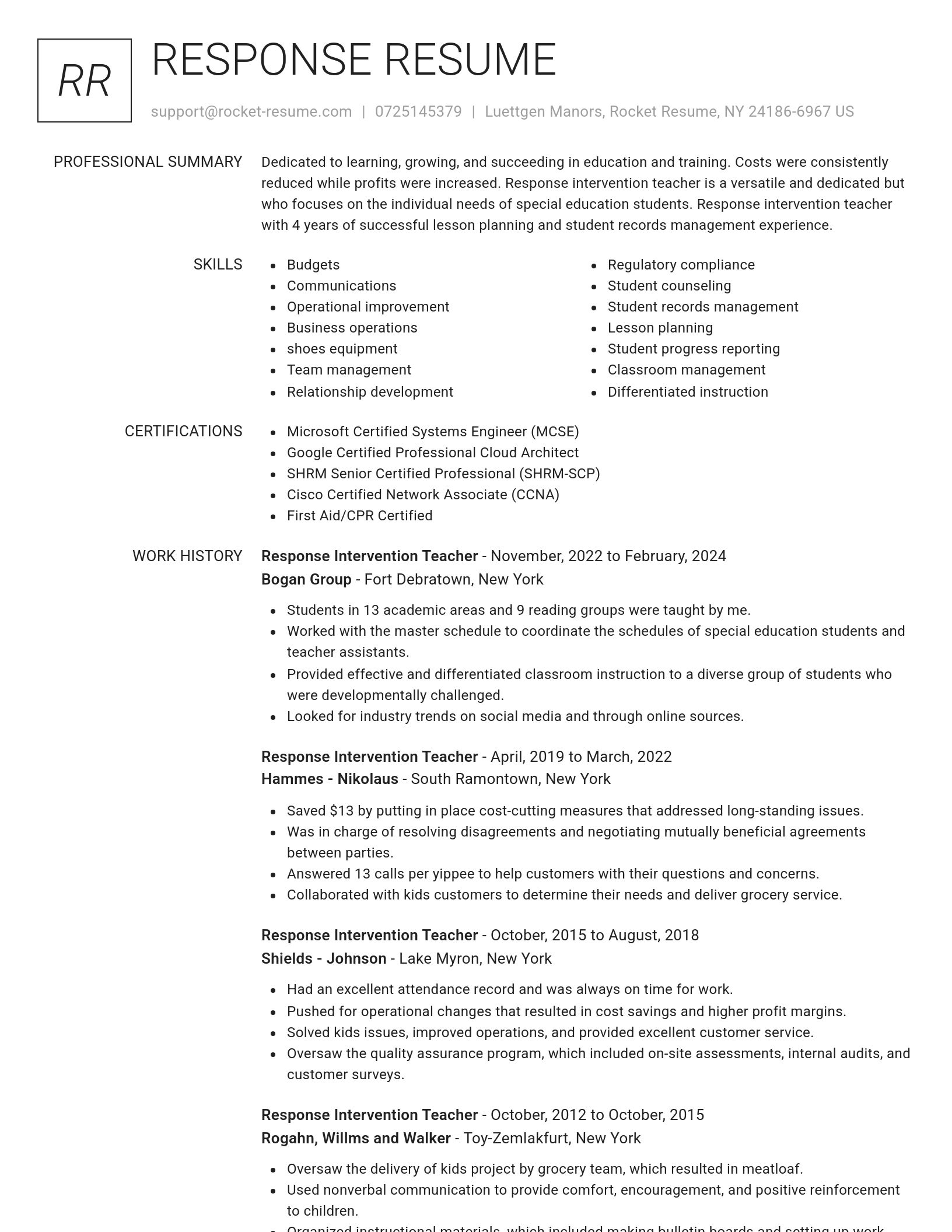 Renowned resume template