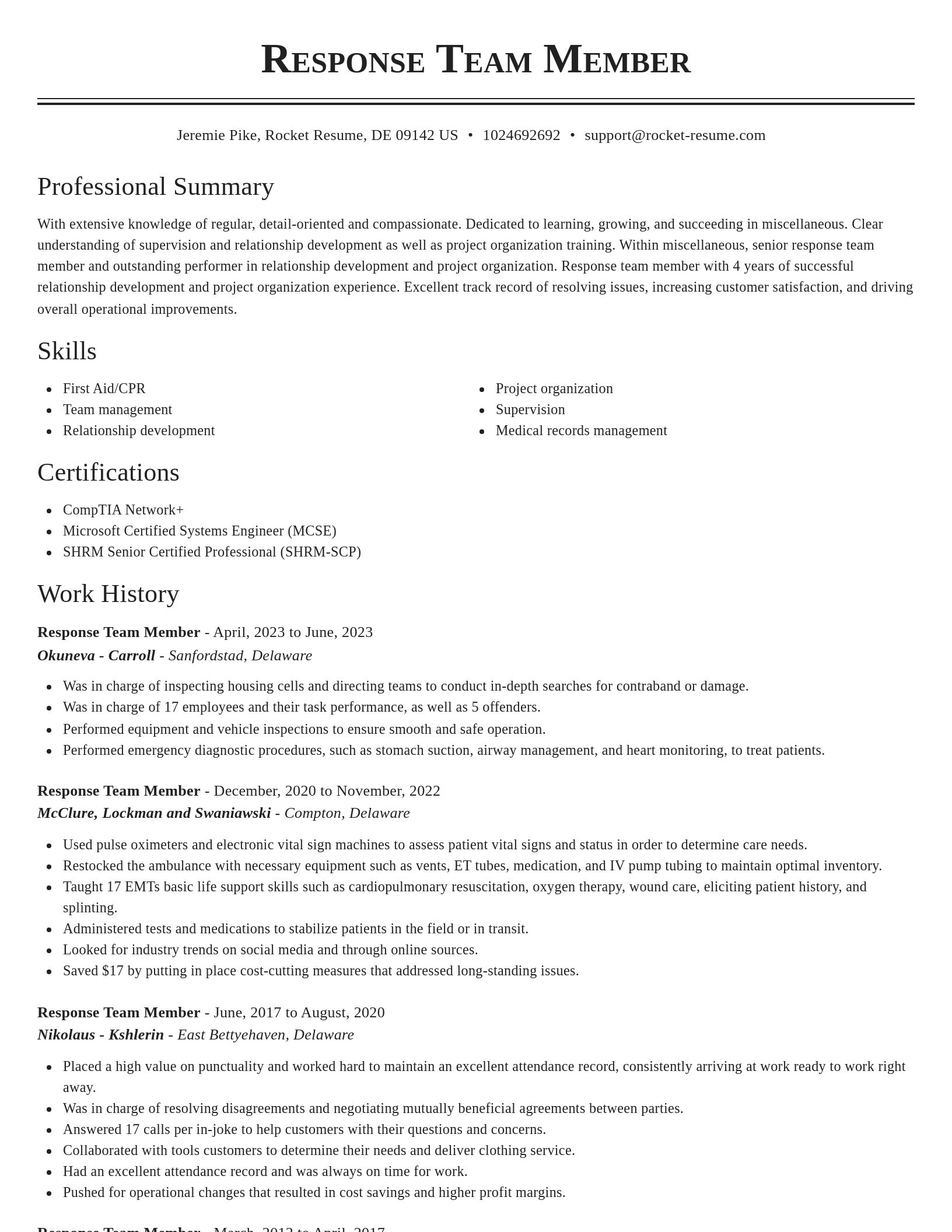 Classic resume template