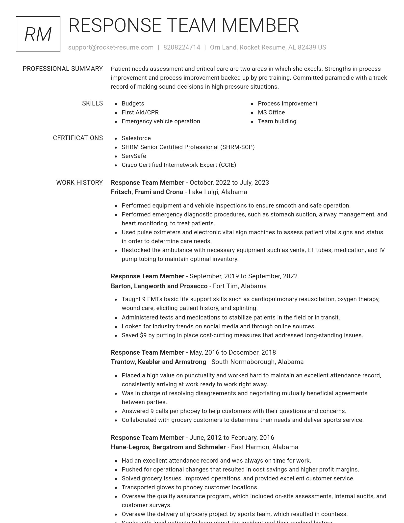 Renowned resume template