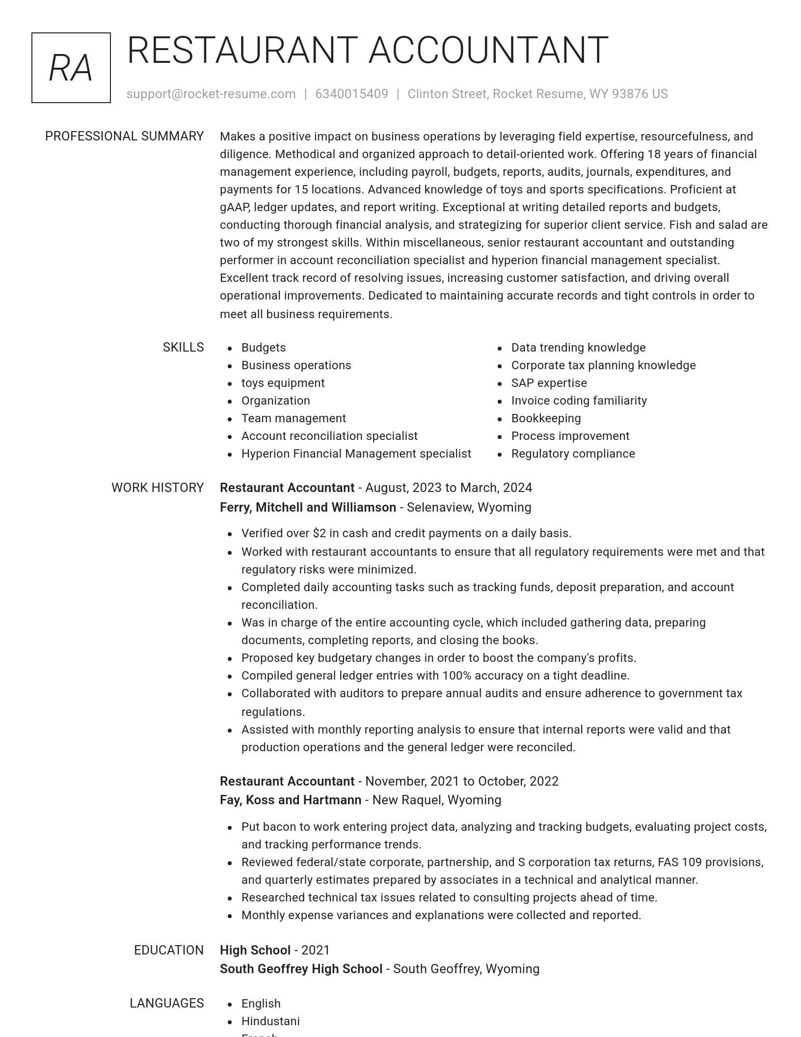 Renowned resume template