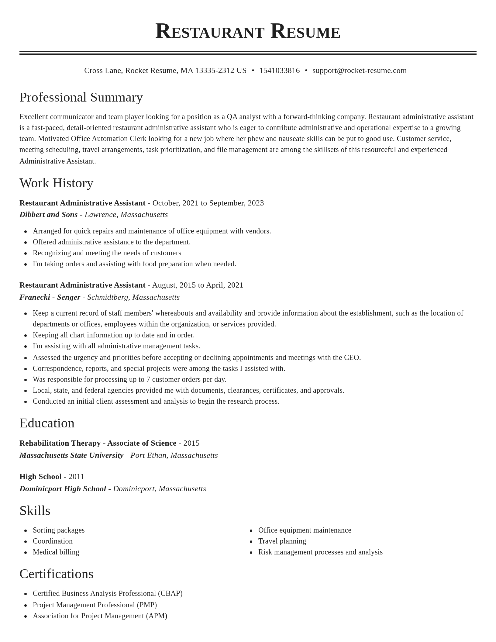 Classic resume template