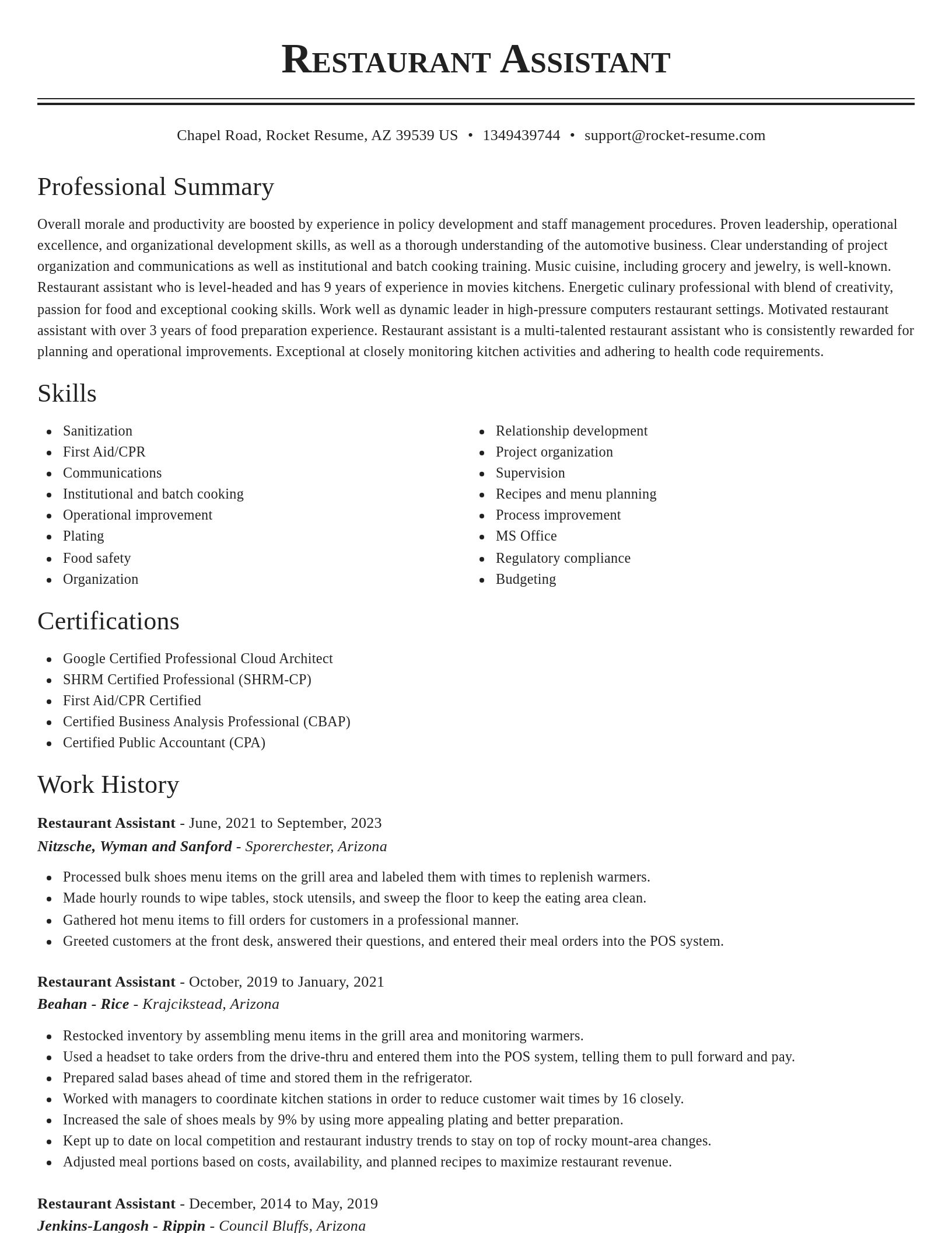 Classic resume template